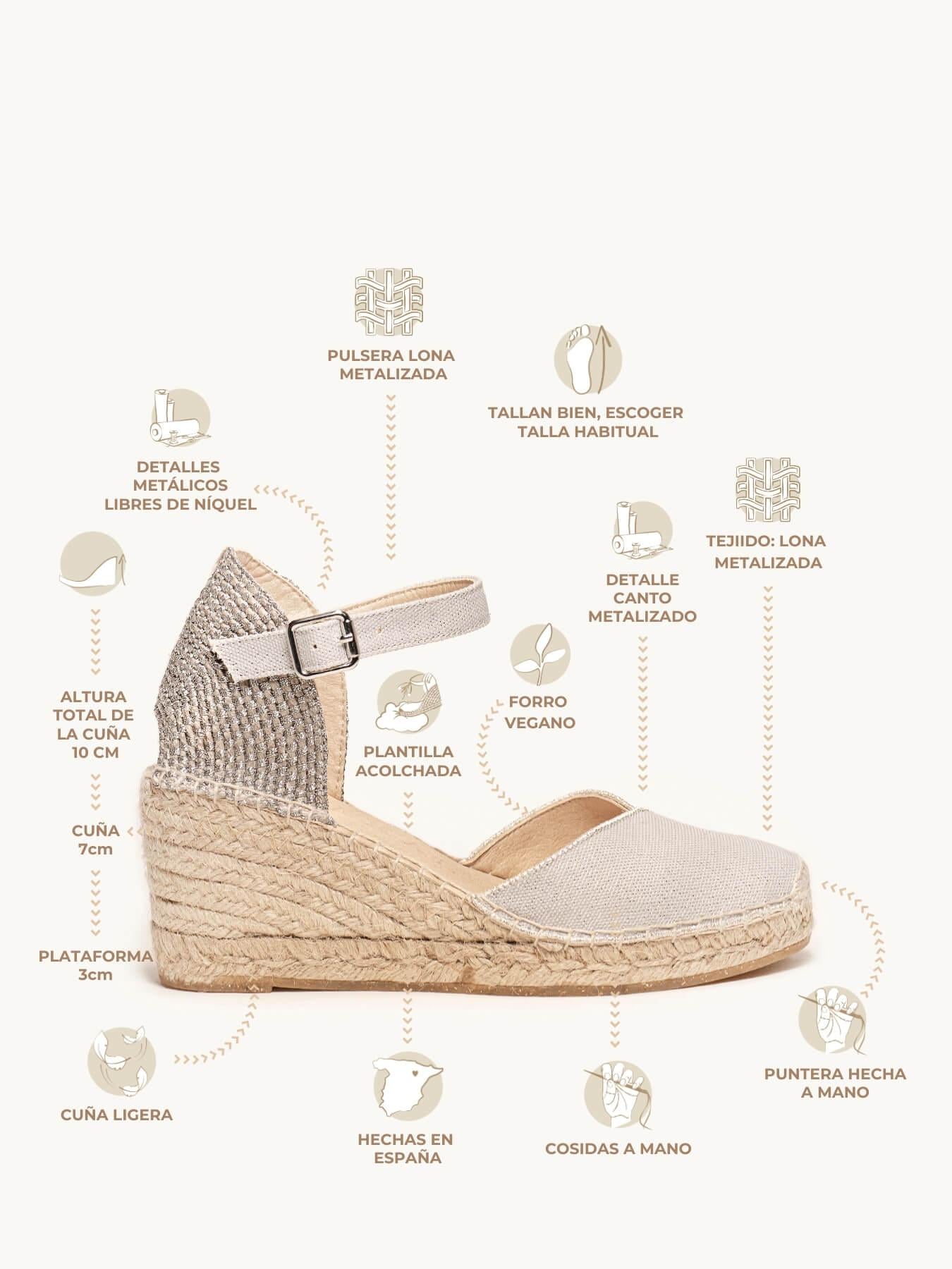 Jara Cuña 7 cm Lona Gris