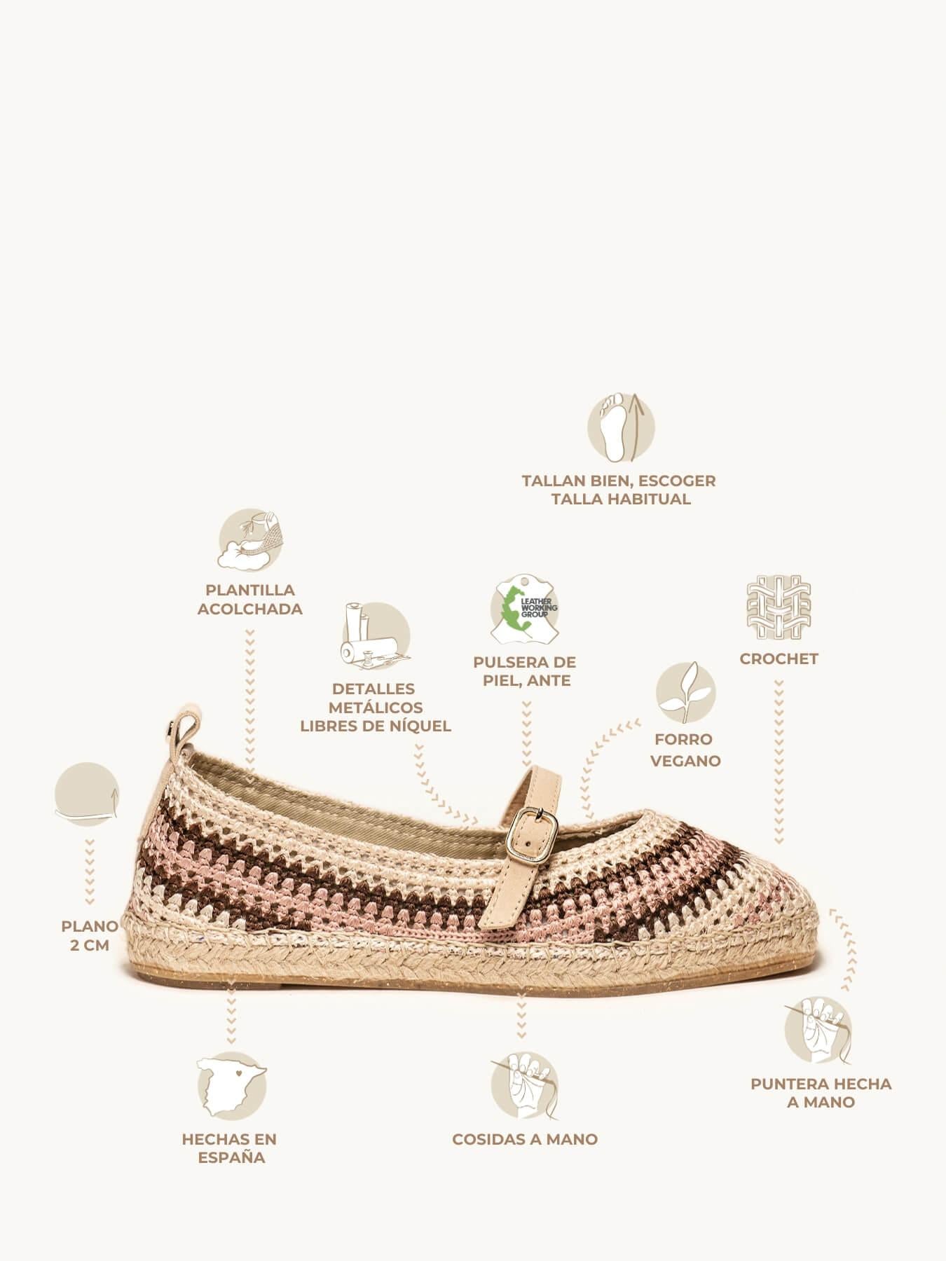 Campanilla Crochet Rayas Crudo