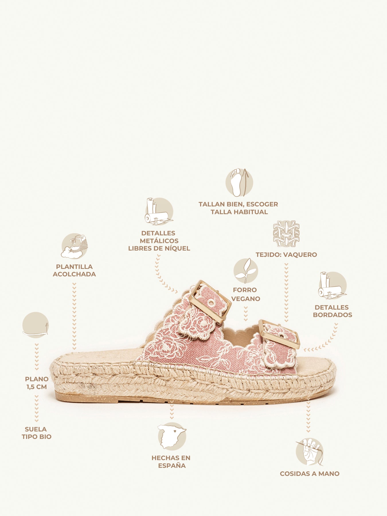 Girasol Bio Vaquero Bordado Rosa