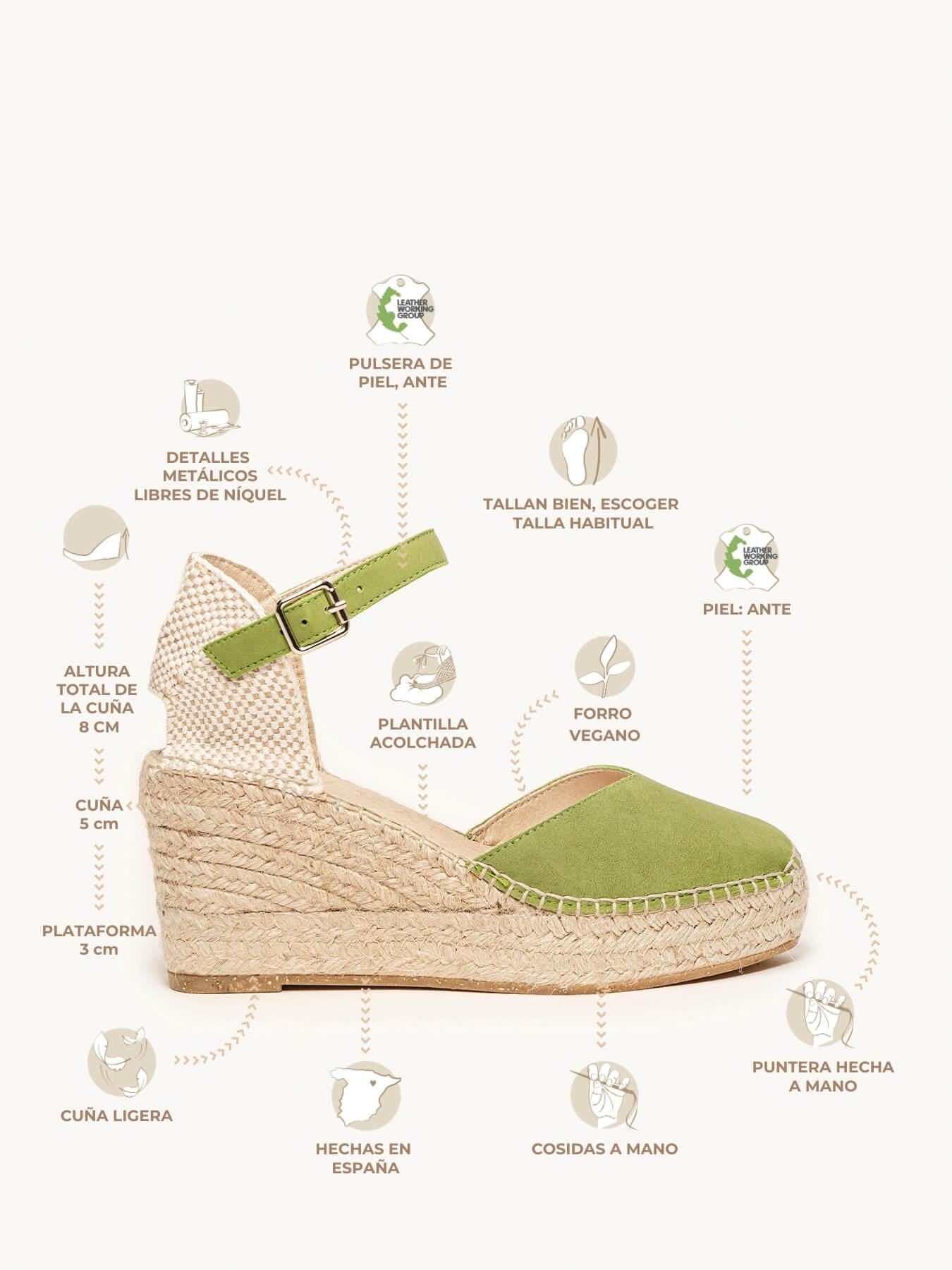 Jara Cuña 8 cm Ante Verde