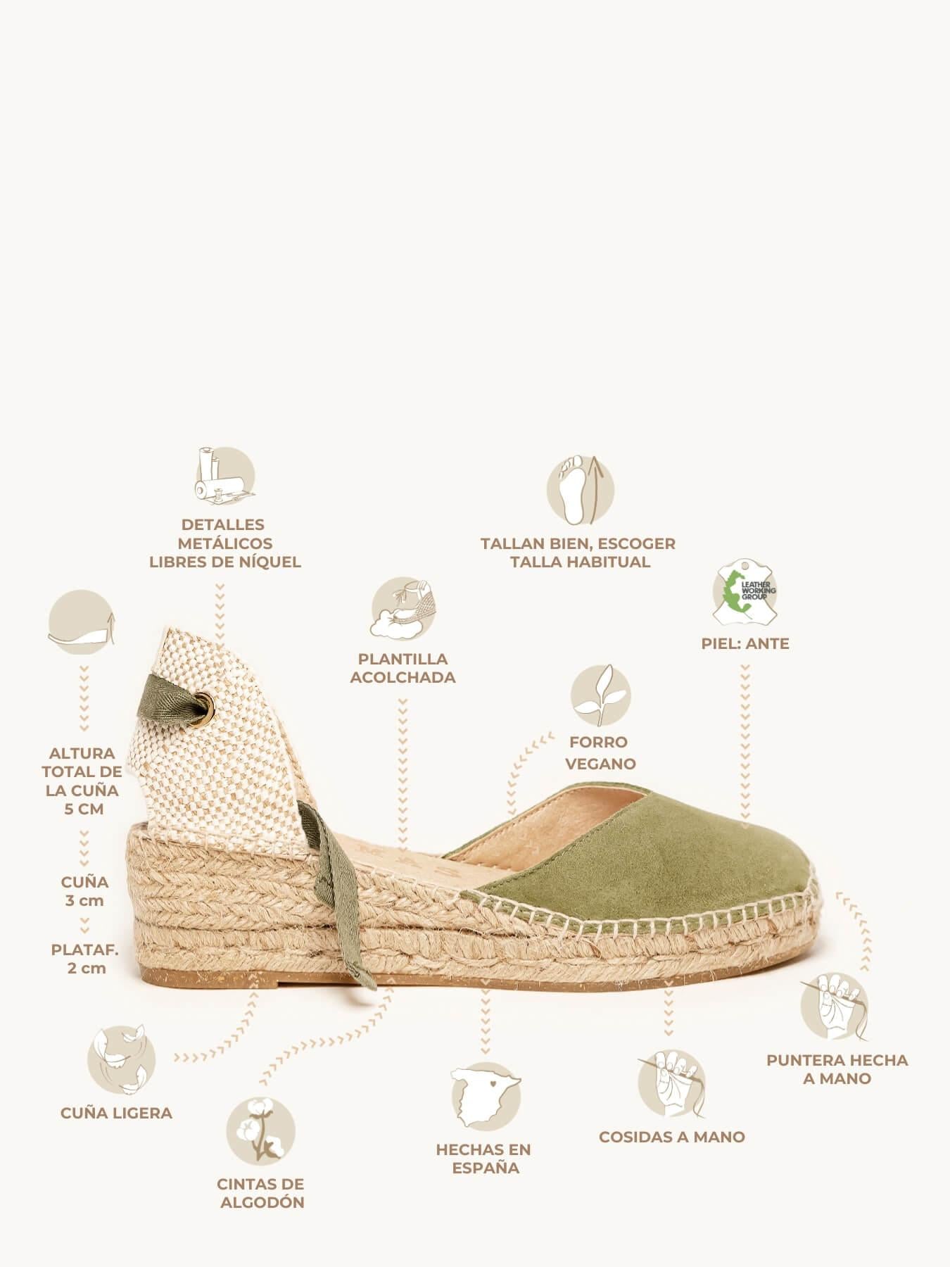 Romero Cuña 5 cm Ante Verde Kaki