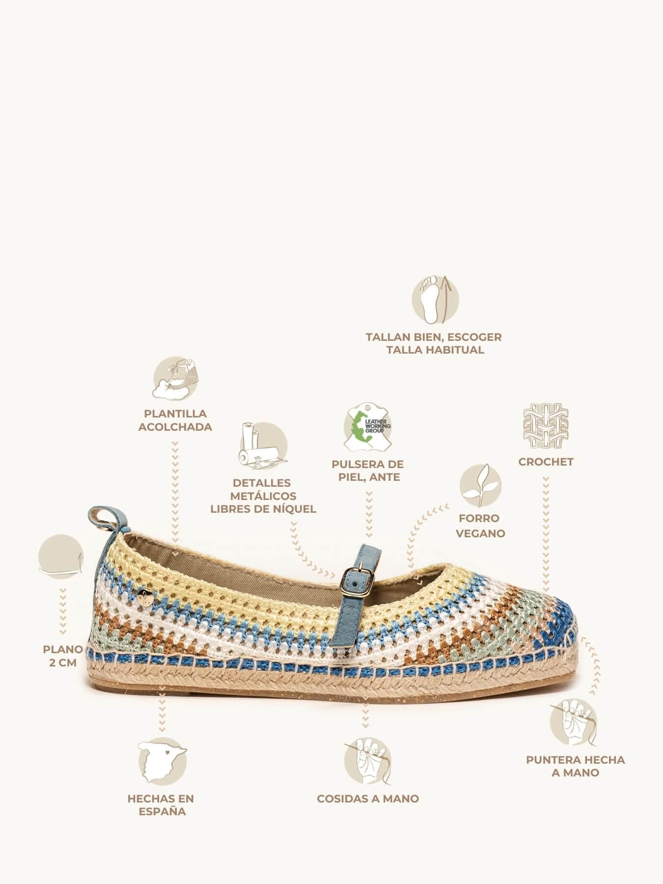 Campanilla Crochet Rayas Azul