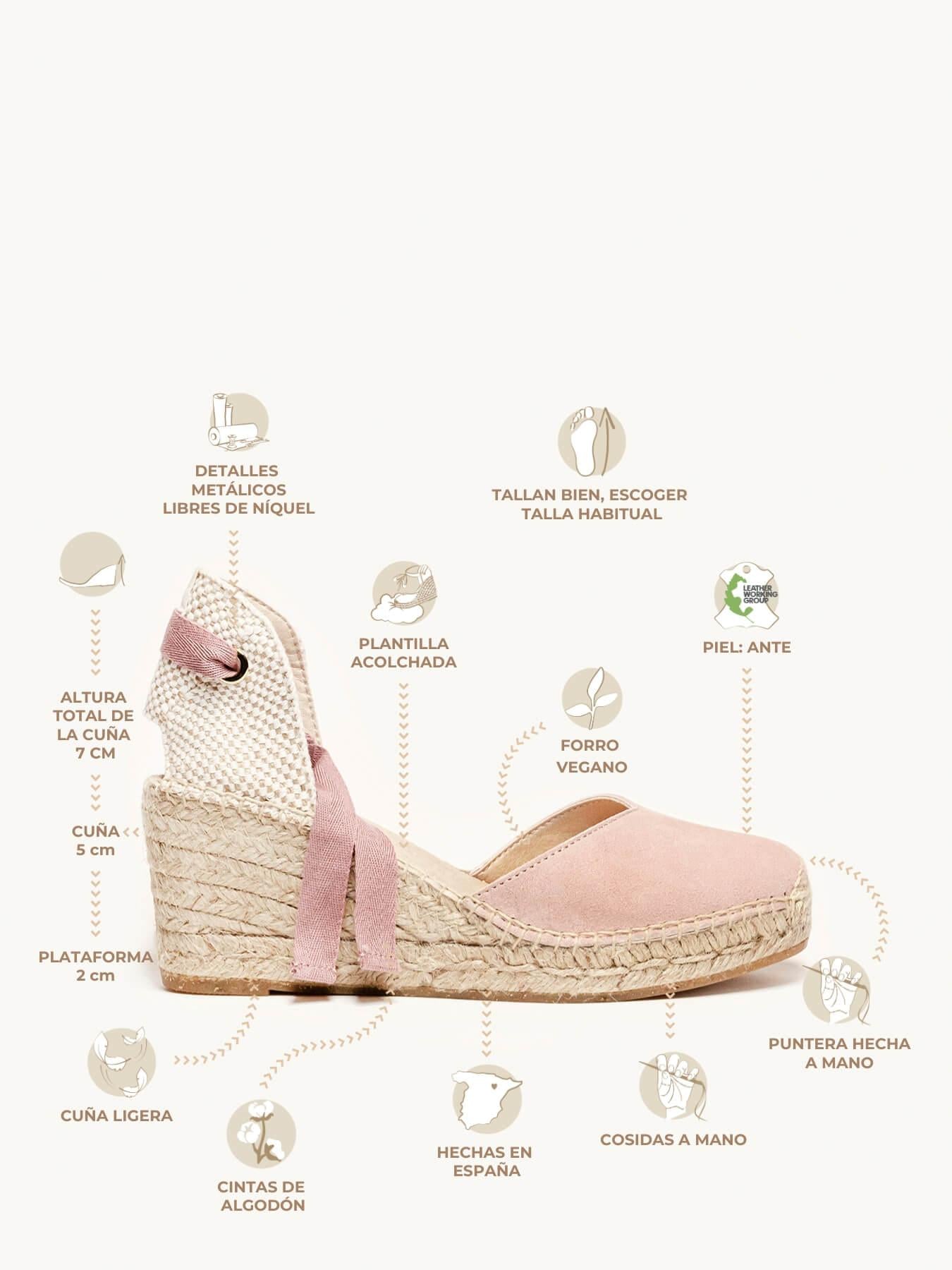 Romero Cuña 7 cm Ante Rosa Claro