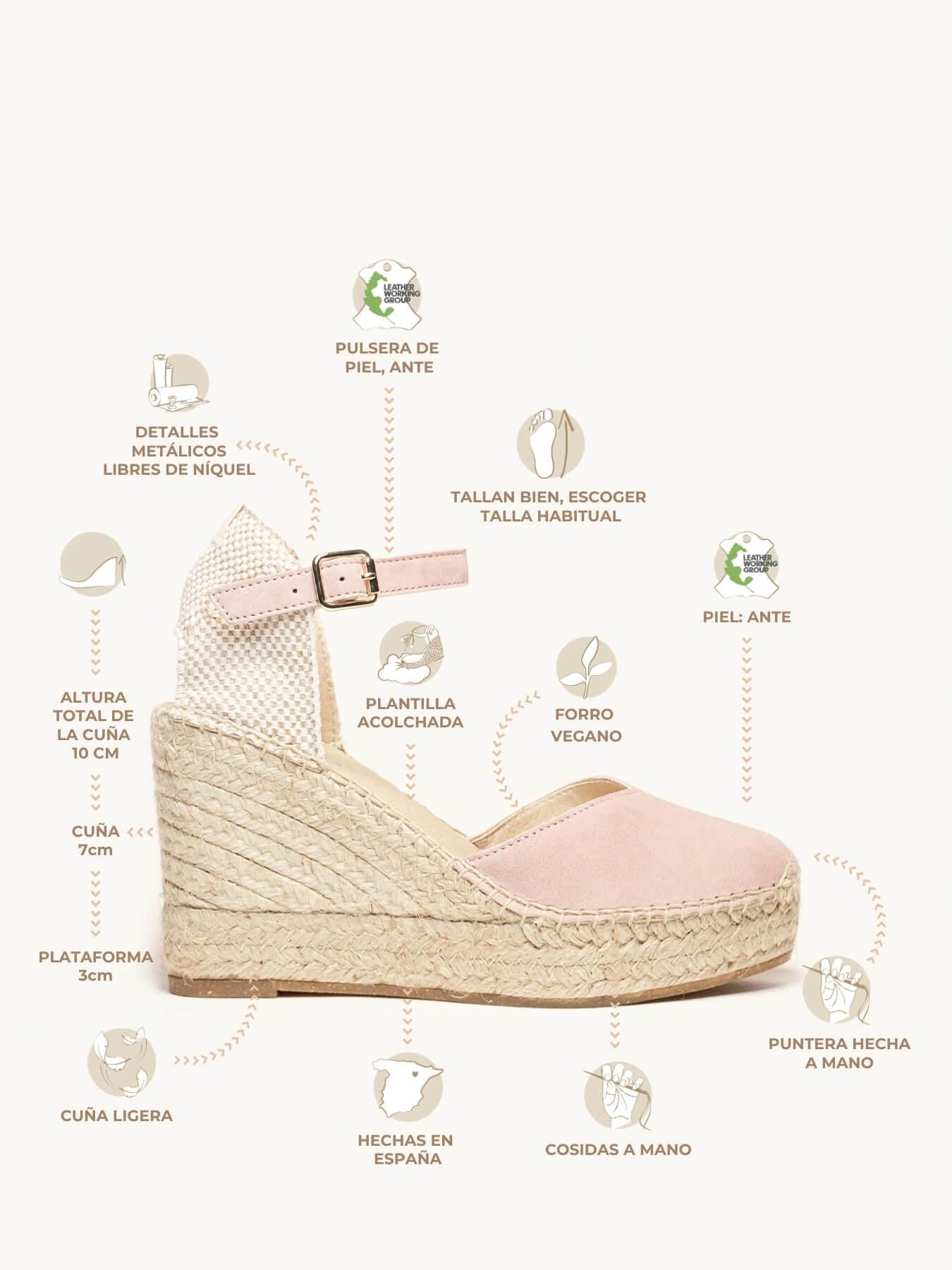 Jara Cuña 10 cm Ante Rosa Claro