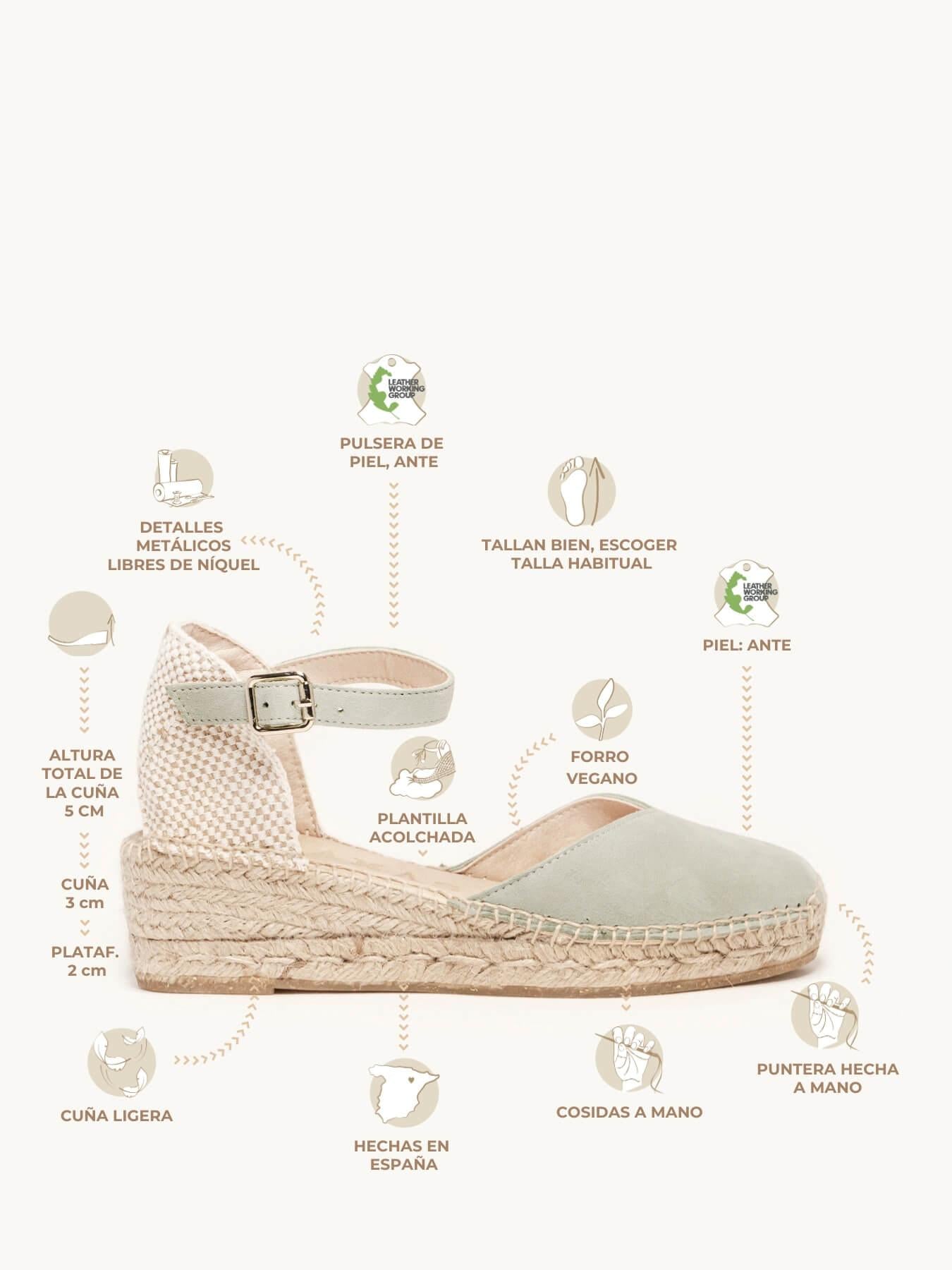 Jara Cuña 5 cm Ante Verde Claro