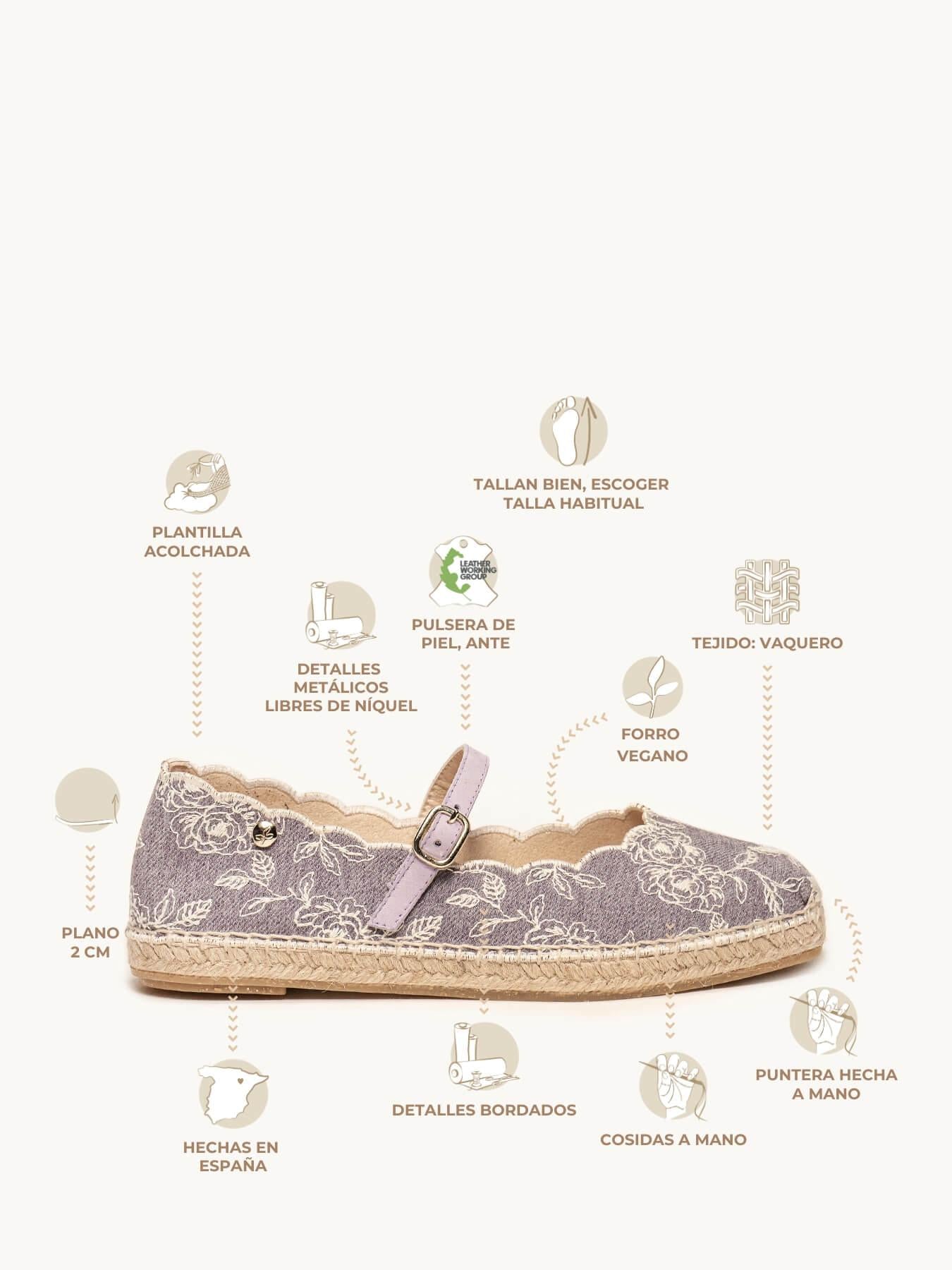 Campanilla Vaquero Bordado Lila