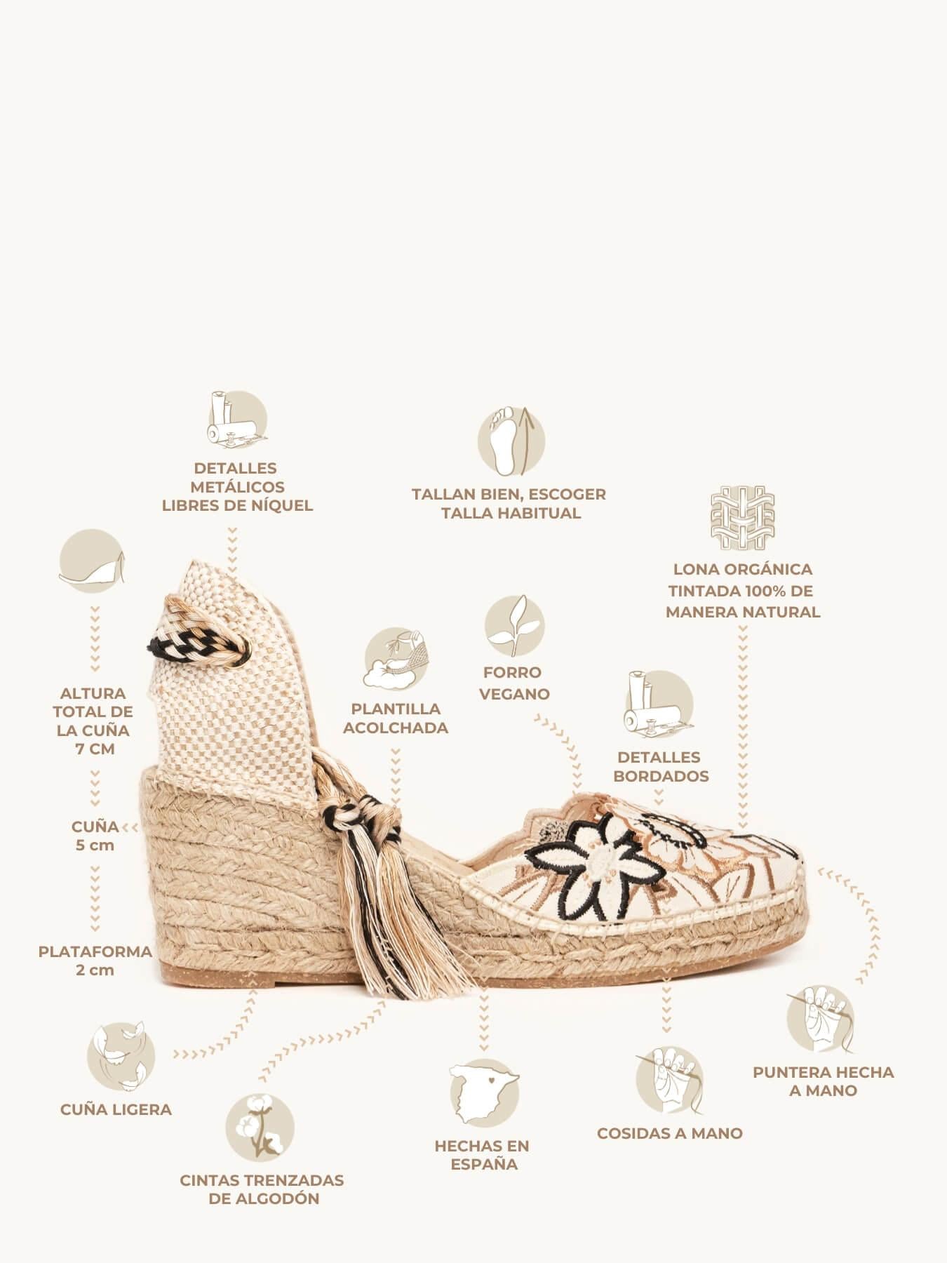 Romero Cuña Media Bordado Silvestre Arena