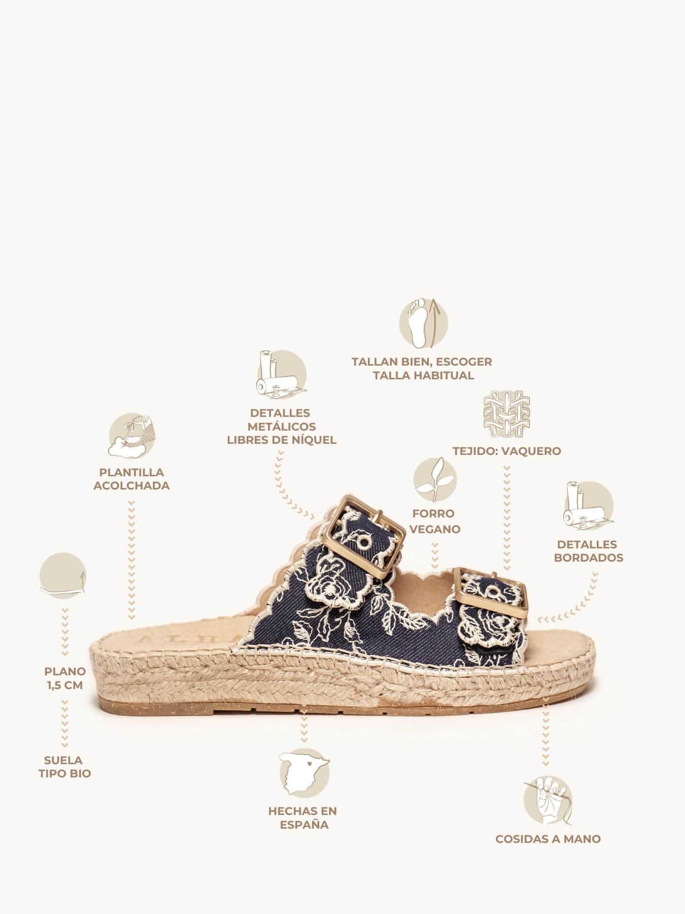 Girasol Bio Vaquero Bordado Marino