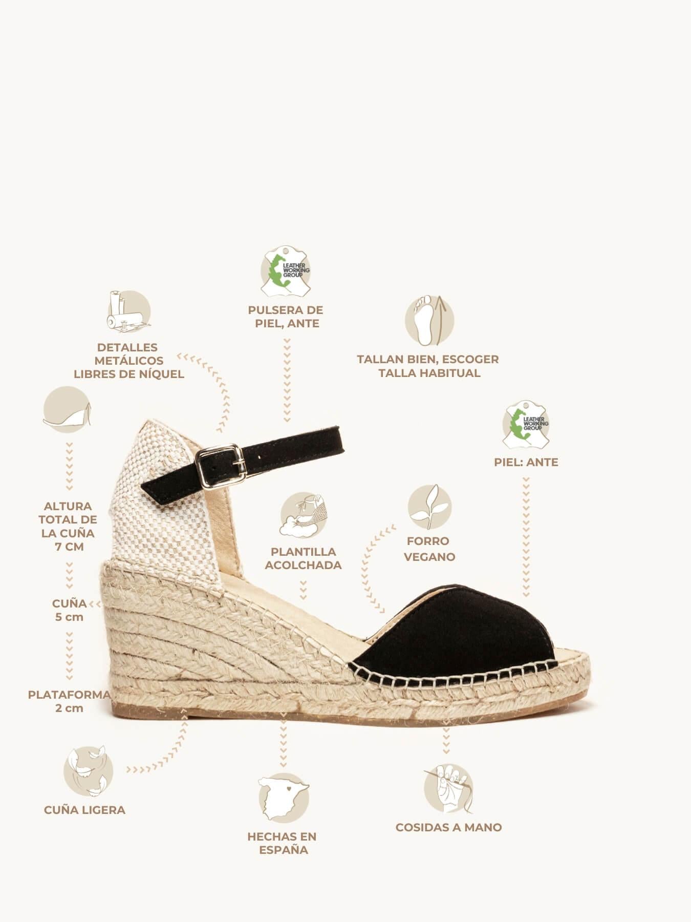 Alelí Cuña 7 cm Ante Negro