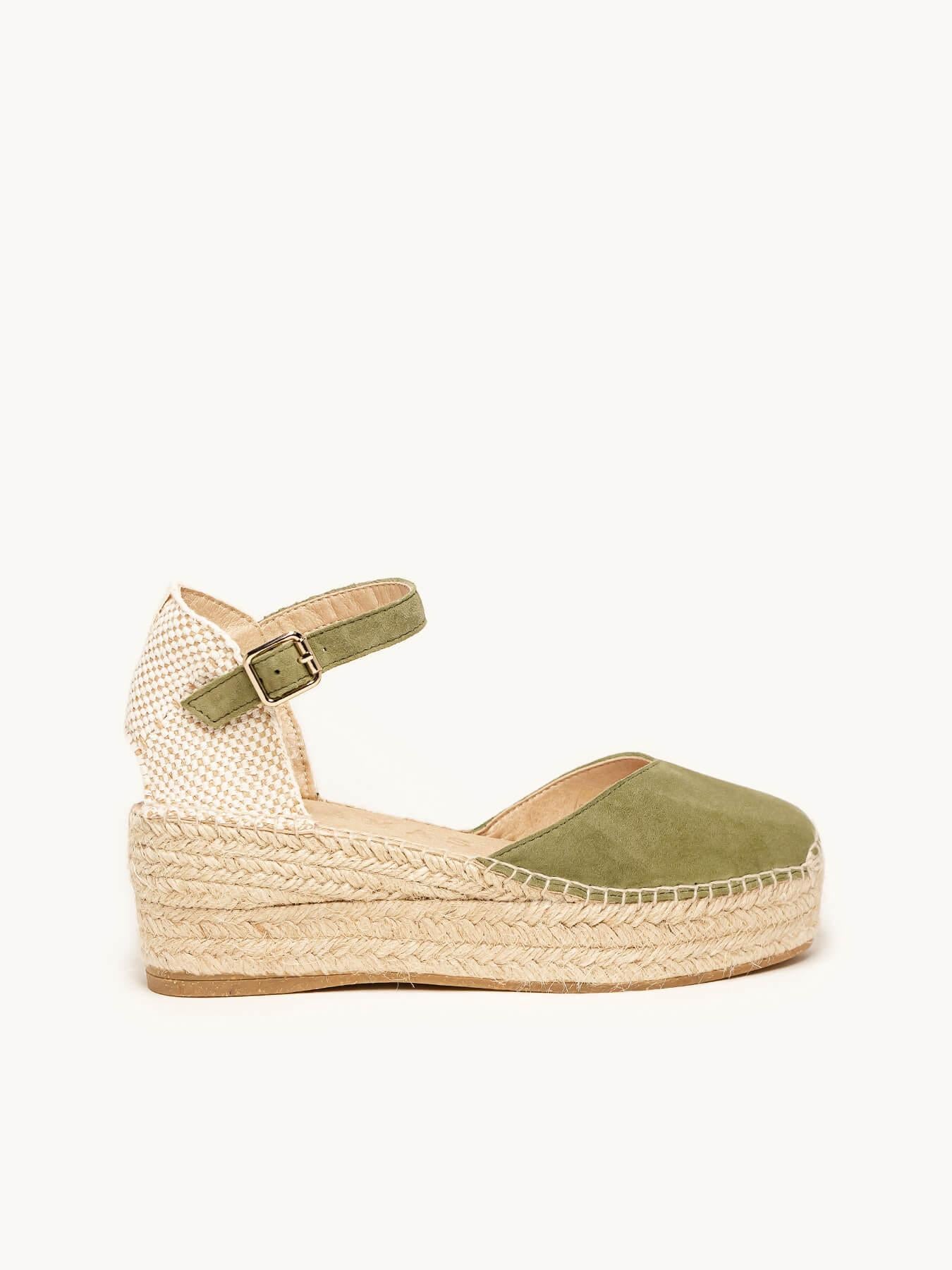 Jara Cuña 6 cm Ante Verde Kaki