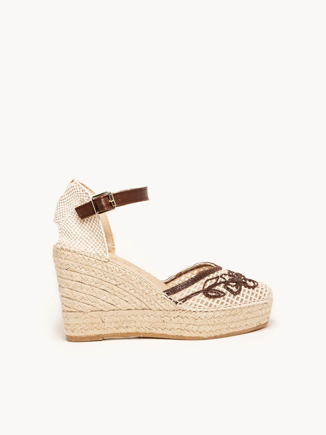 Jara Cuña 10 cm Bordado Marrón