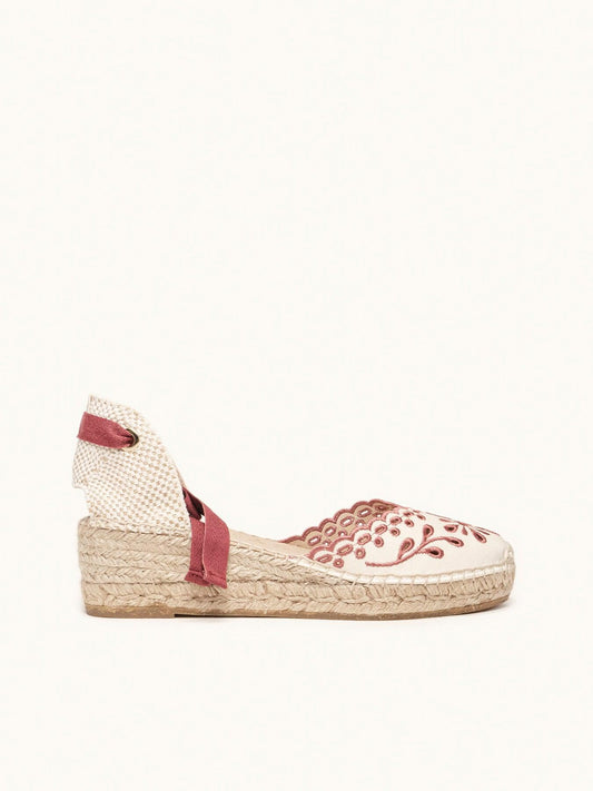 Romero Cuña Baja Lona Bordada Granate