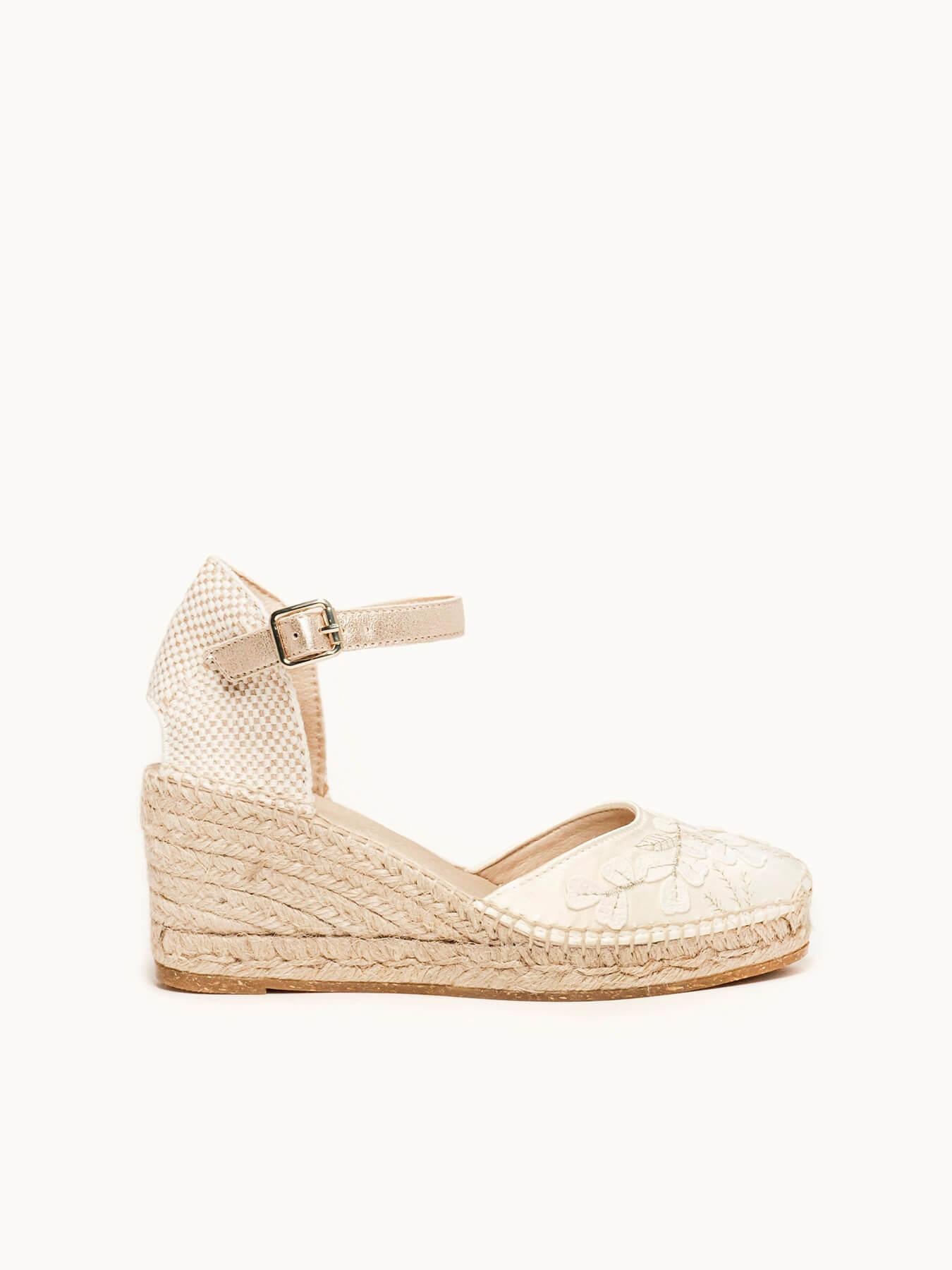Dalia Cuña 7 cm Raso Blanco