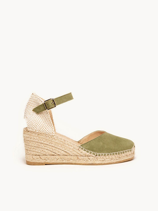 Jara Cuña 7 cm Ante Verde Kaki