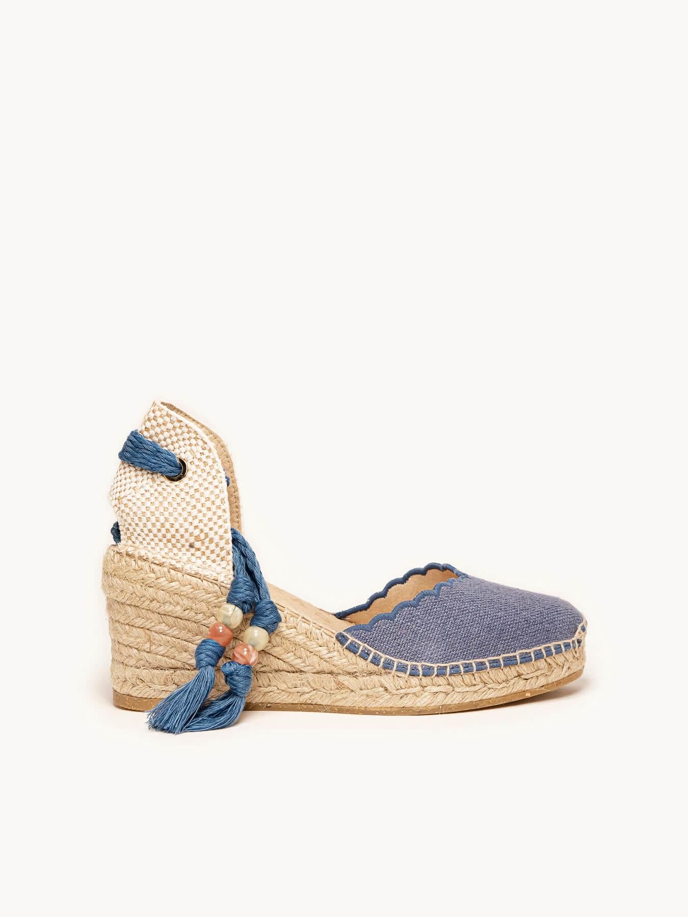 Romero Cuña 7 cm Lino Azul Jeans