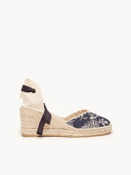 Romero Cuña Media Vaquero Bordado Marino