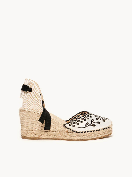 Romero Cuña Media Lona Bordada Negro