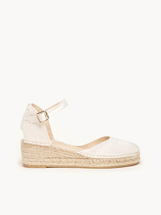 Dalia Cuña 5 cm Raso Blanco