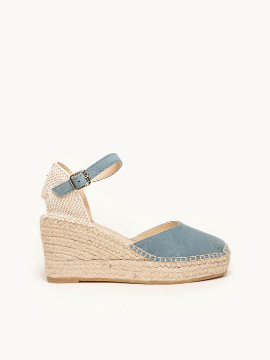Jara Cuña 8 cm Ante Azul Jeans