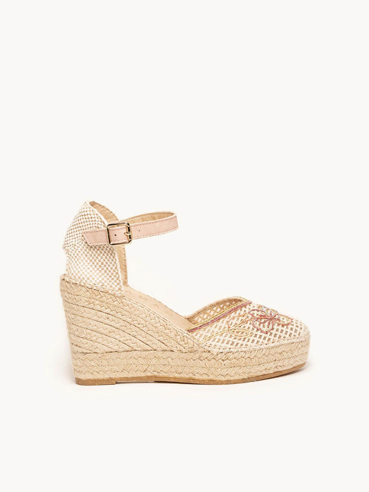 Jara Cuña 10 cm Bordado Rosa Claro