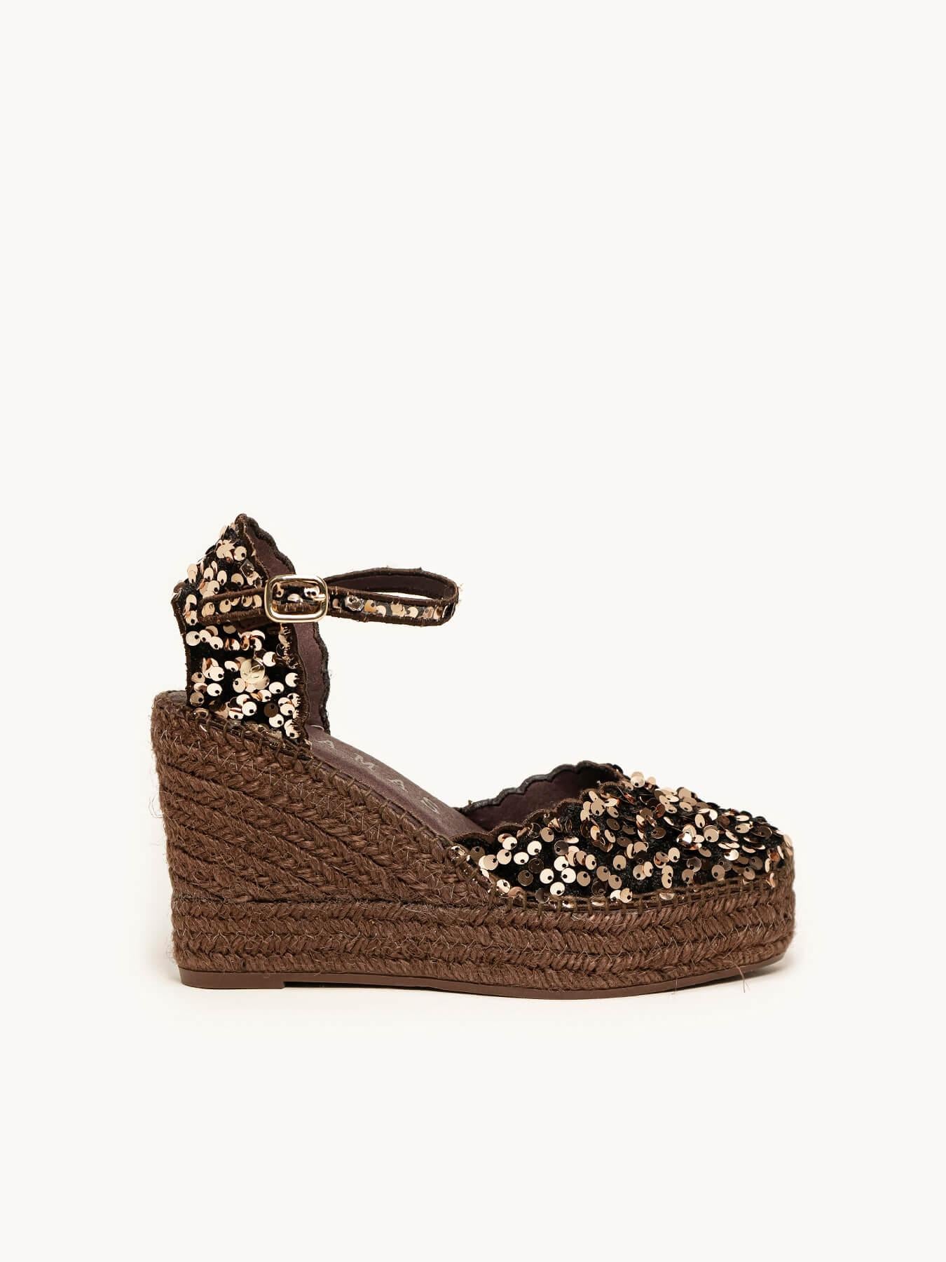 Jara Cuña 10 cm Lentejuelas Marrón