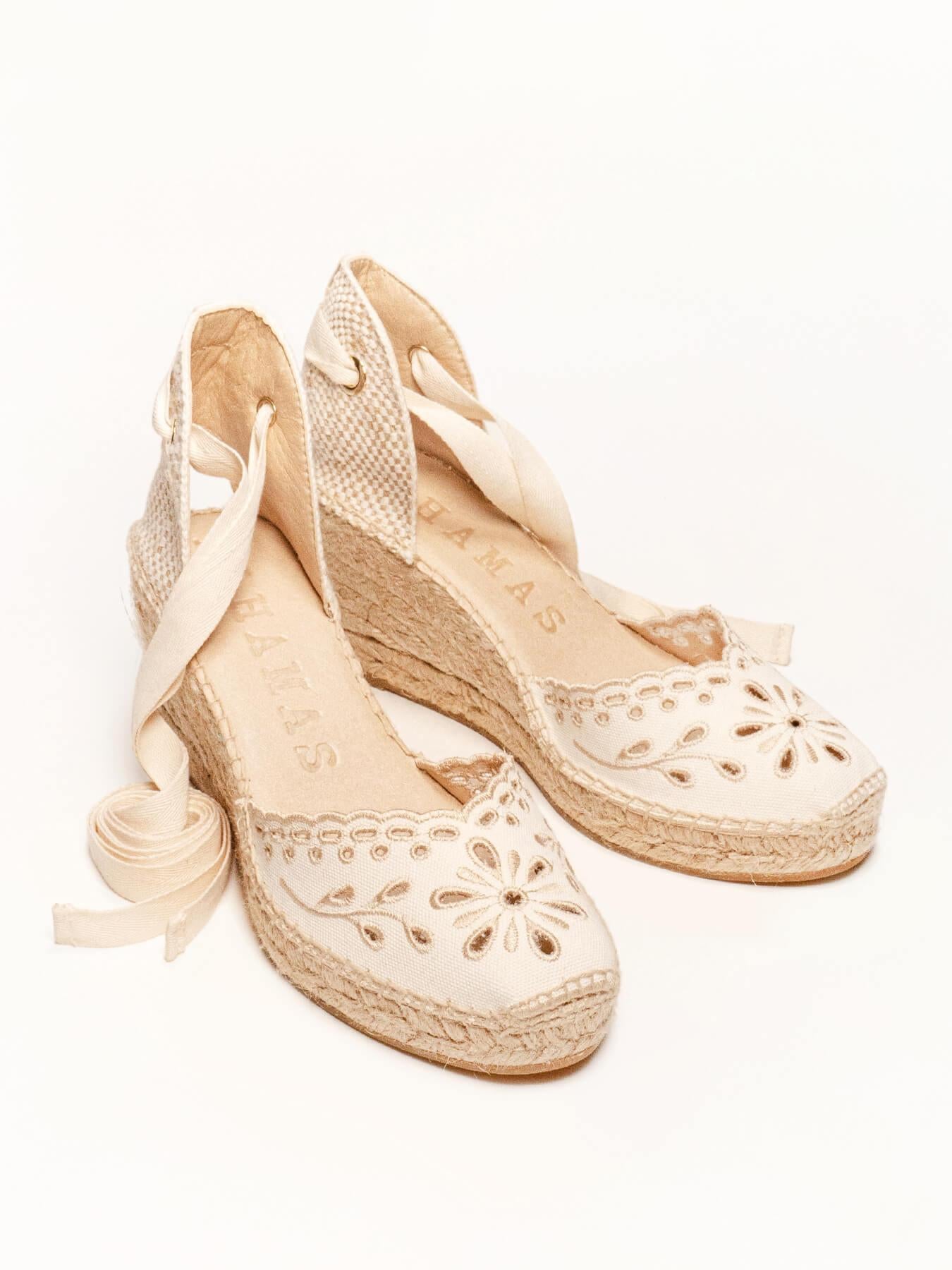 Romero Cuña Media Lona Bordada Crudo