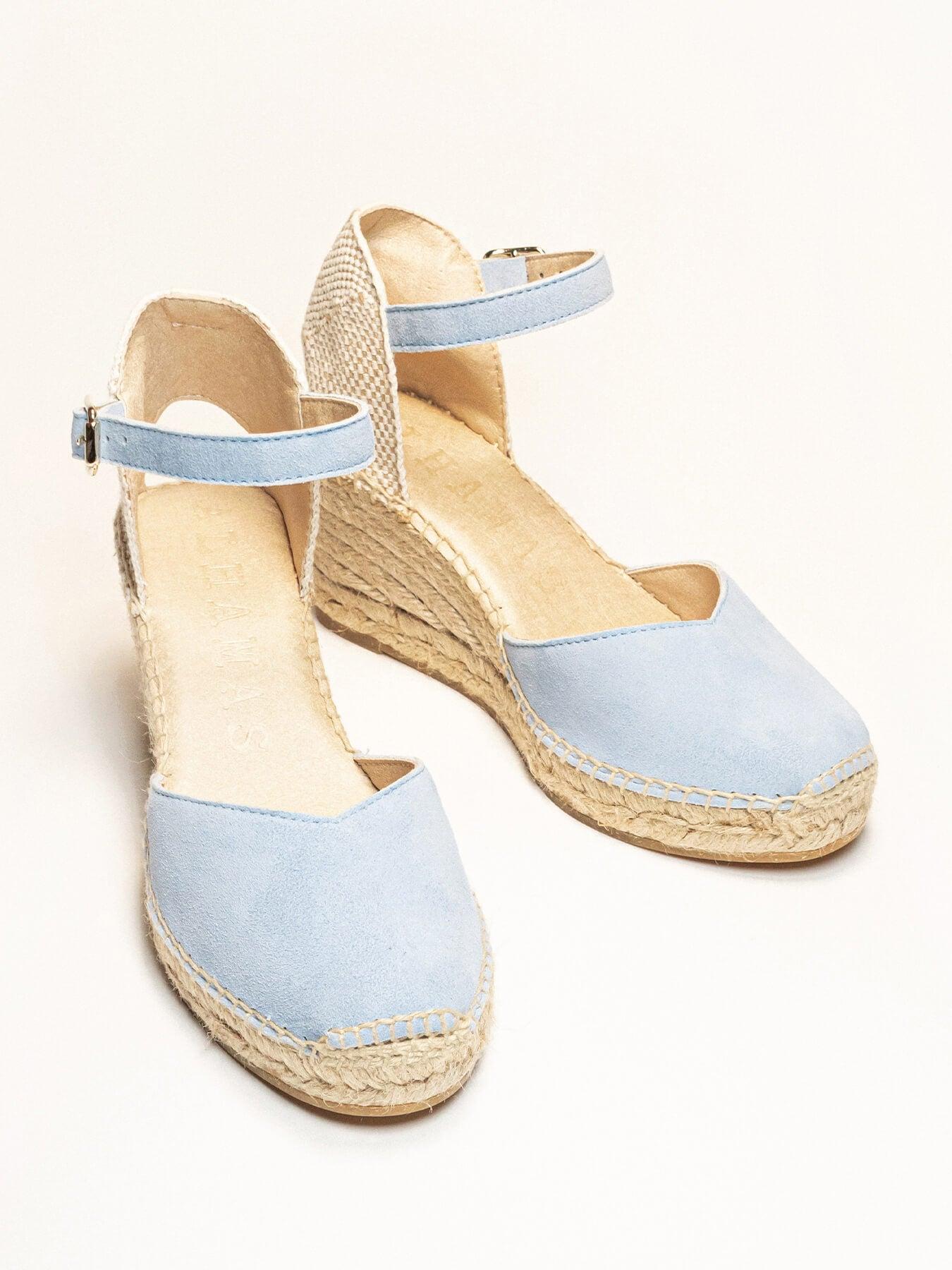 Jara Cuña 7 cm Ante Azul Claro