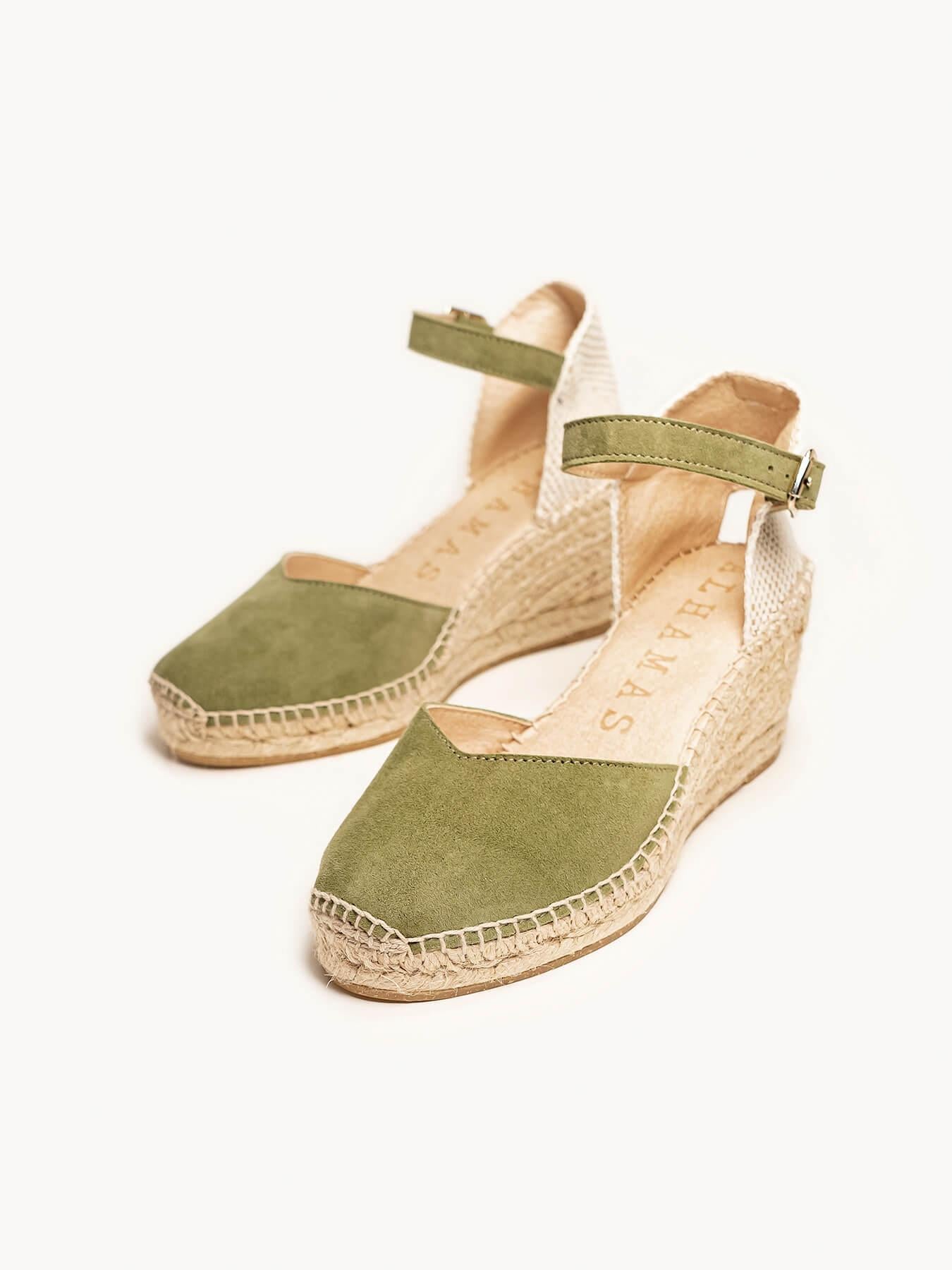 Jara Cuña 7 cm Ante Verde Kaki