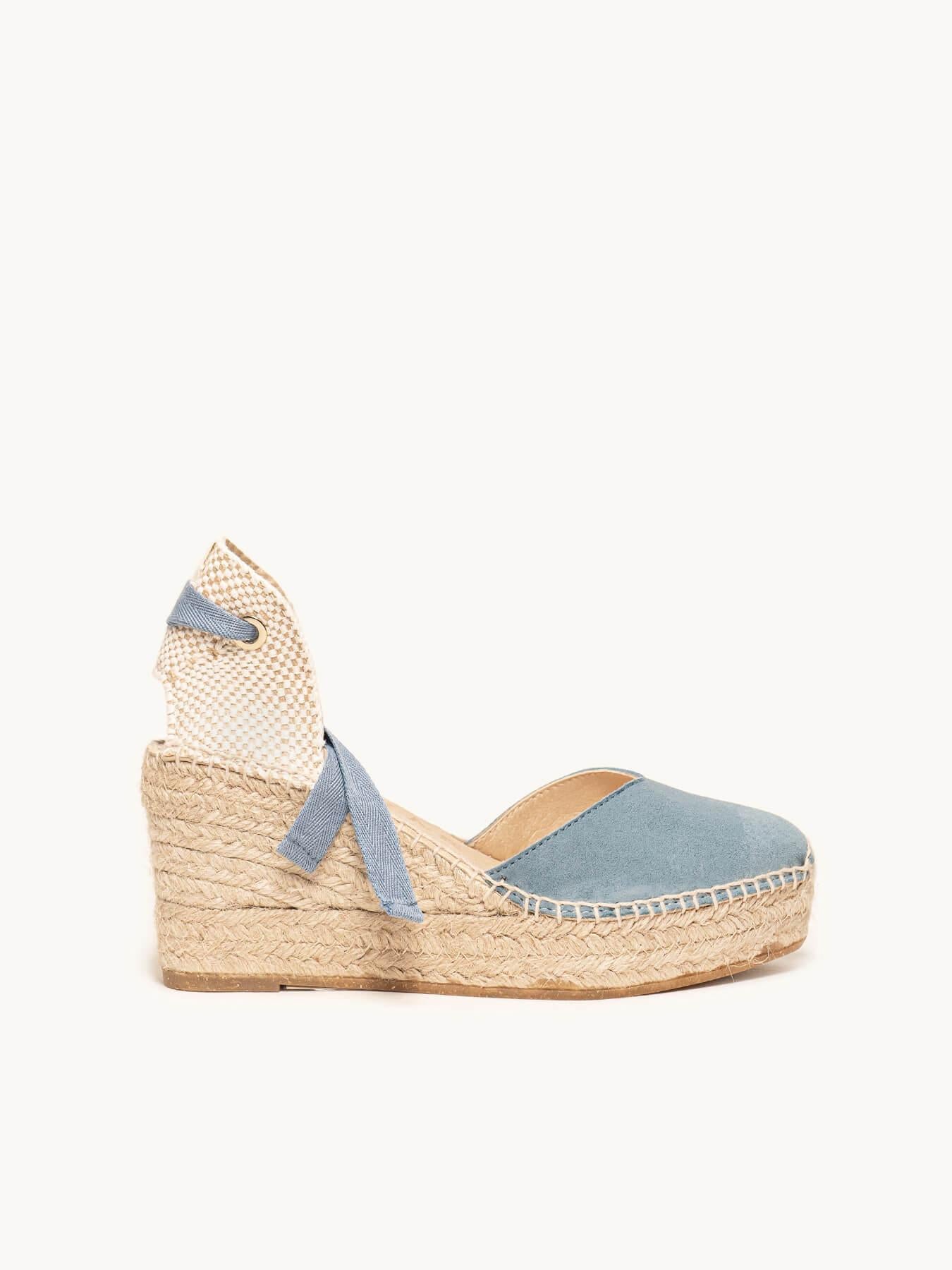 Romero Cuña 8 cm Ante  Azul Jeans