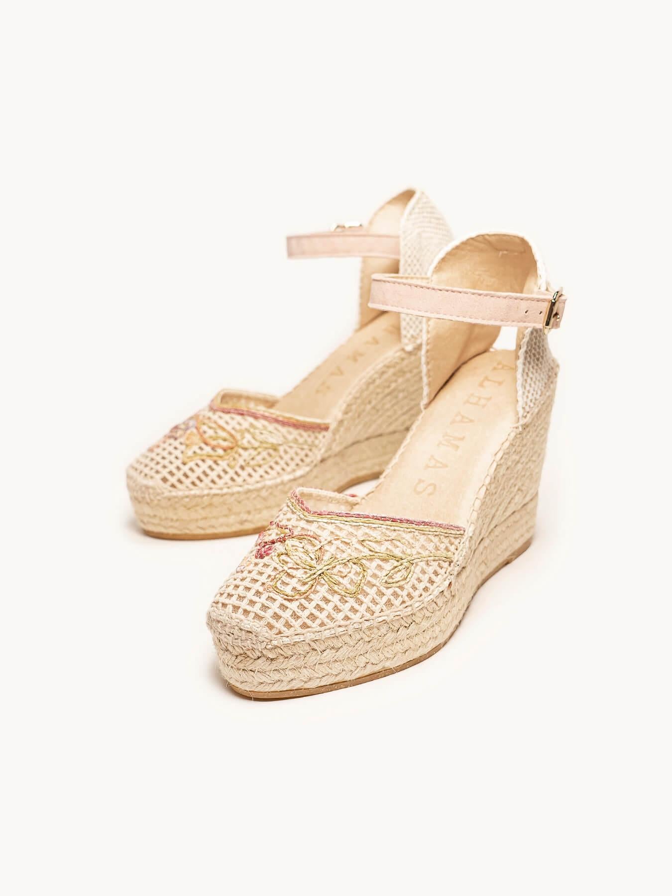Jara Cuña 10 cm Bordado Rosa Claro