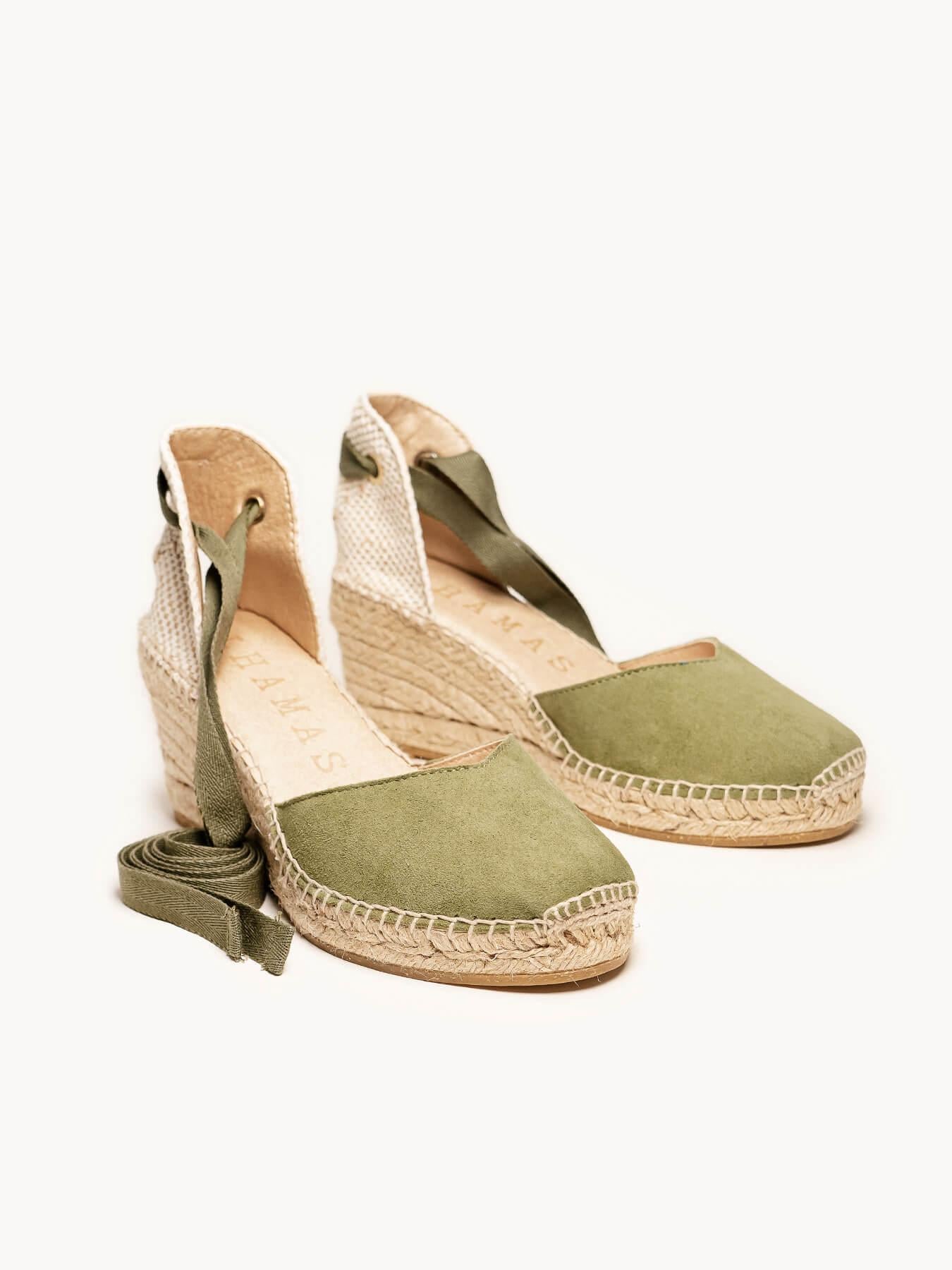 Romero Cuña 7 cm Ante Verde Kaki