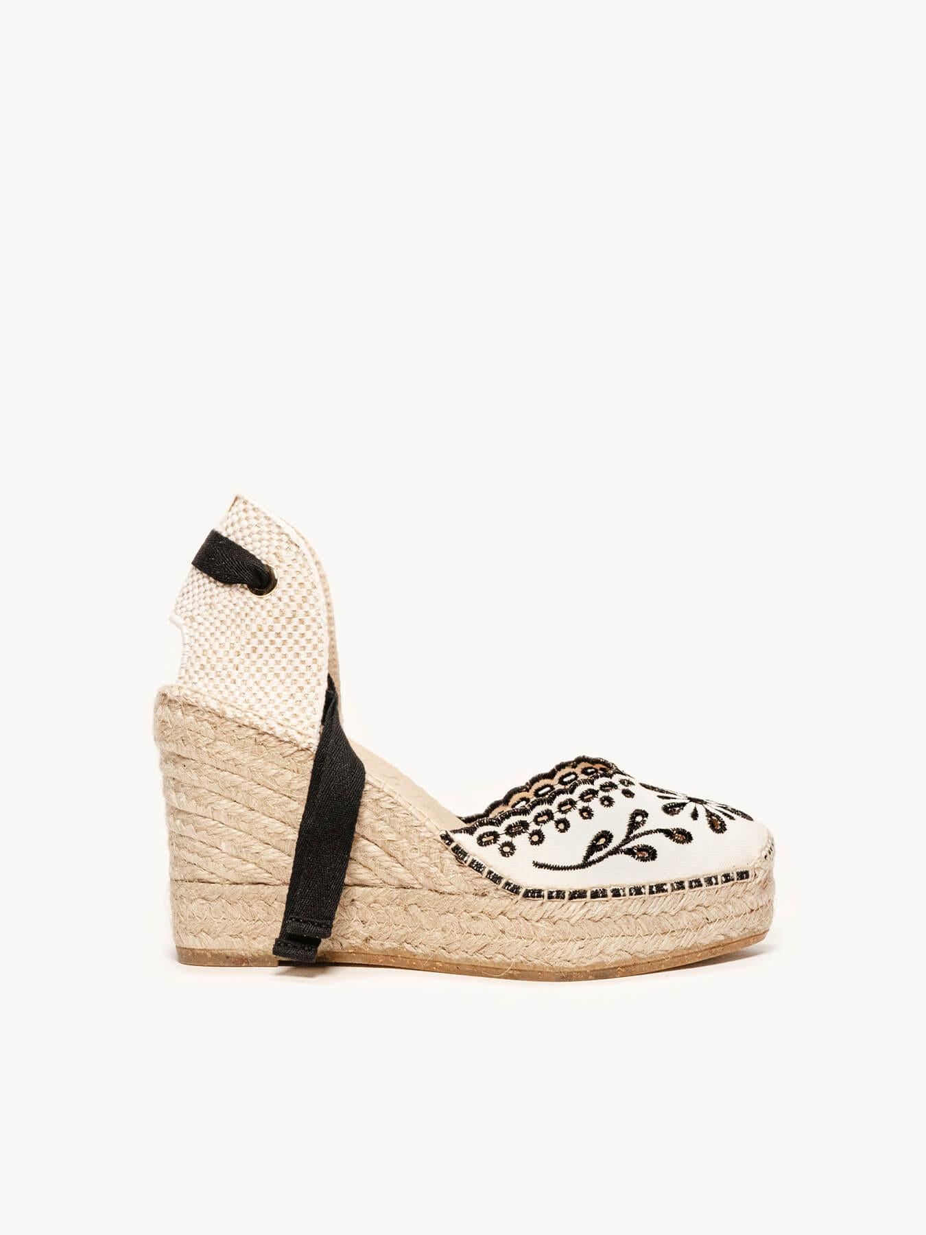 Romero Cuña Alta Lona Bordada Negro