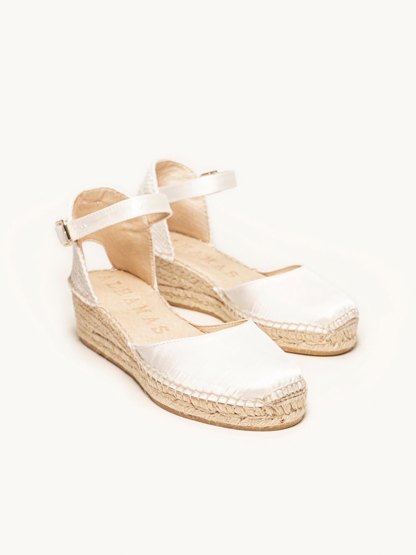 Dalia Cuña 5 cm Raso Blanco