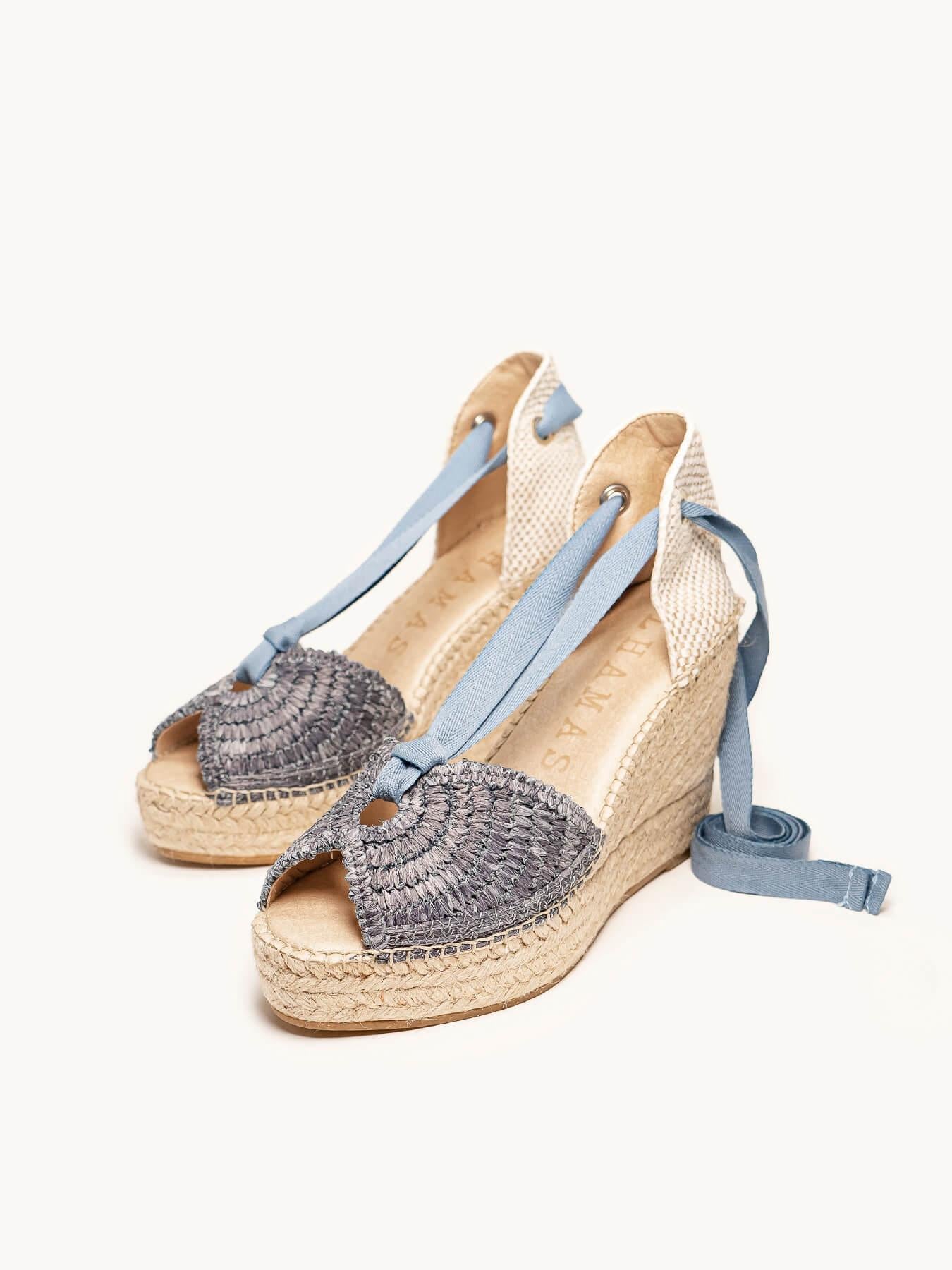 Lirio Cuña 10 cm Rafia Azul Jeans