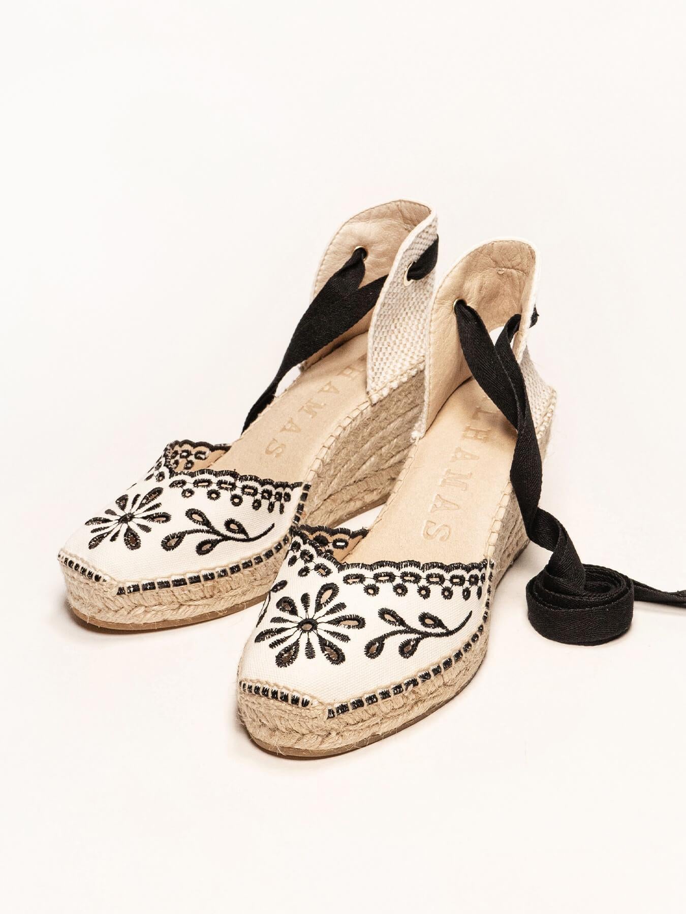 Romero Cuña Media Lona Bordada Negro