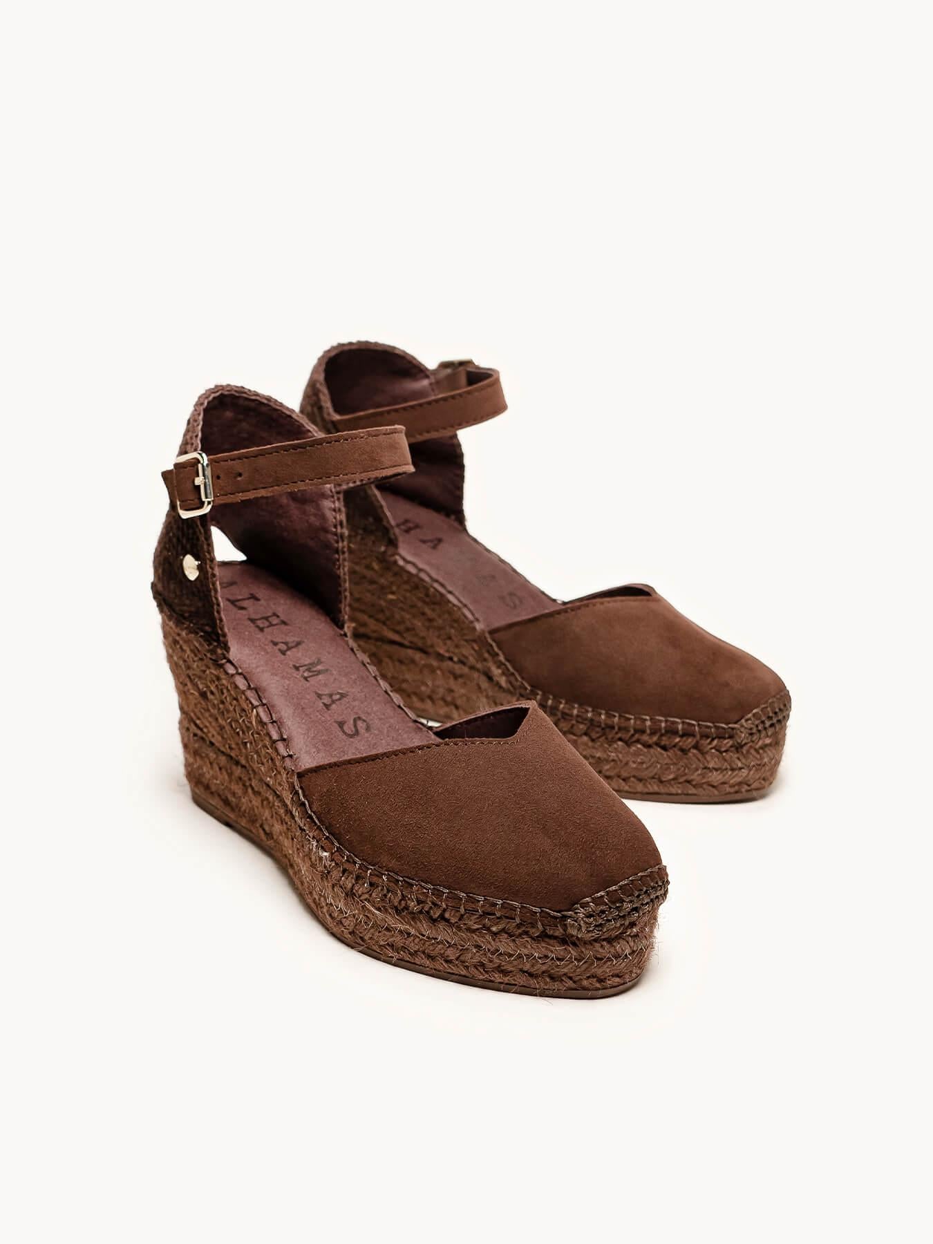 Jara Cuña 8 cm Ante Marrón Oscuro