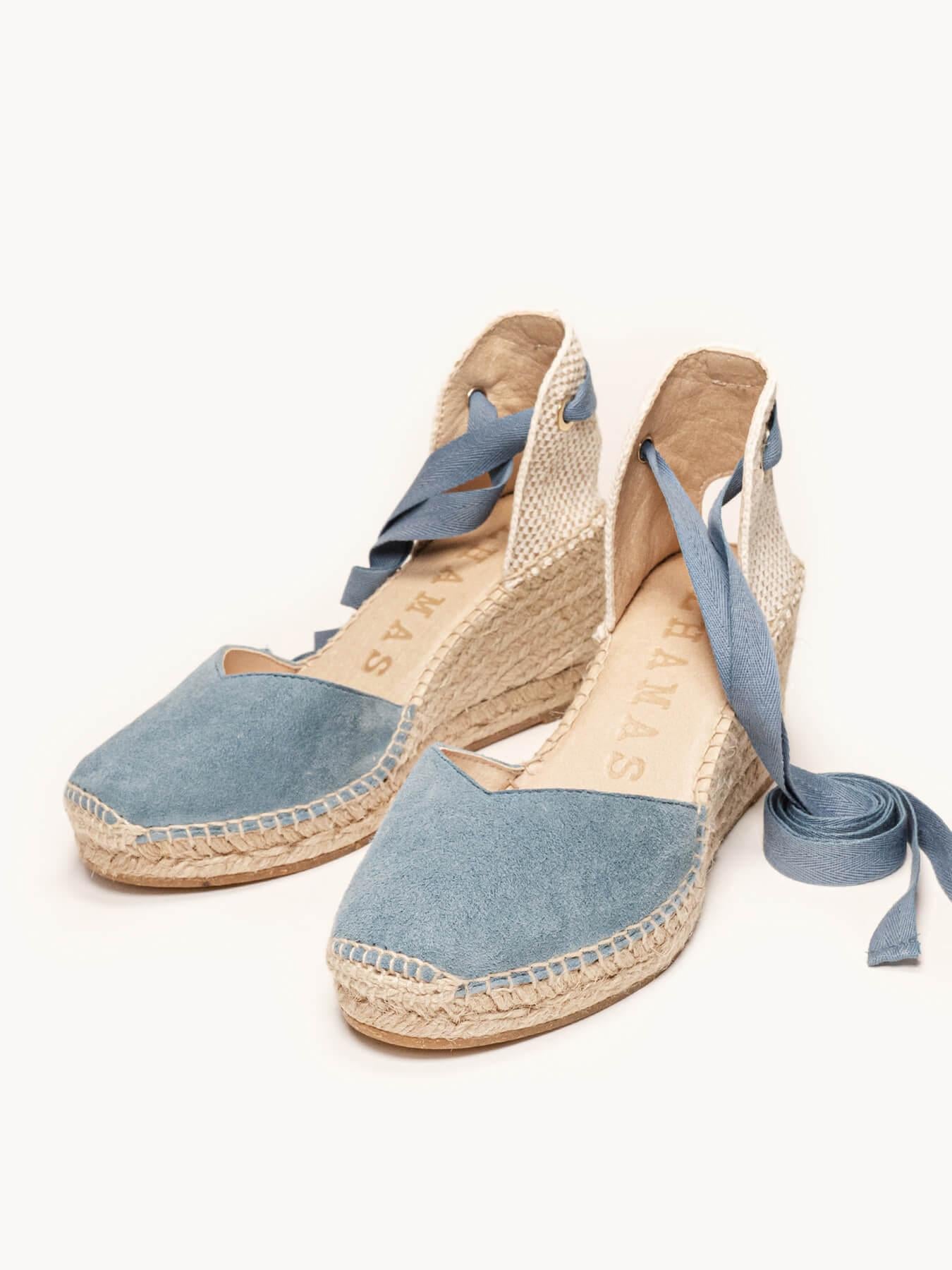 Romero Cuña 7 cm Ante Azul Jeans