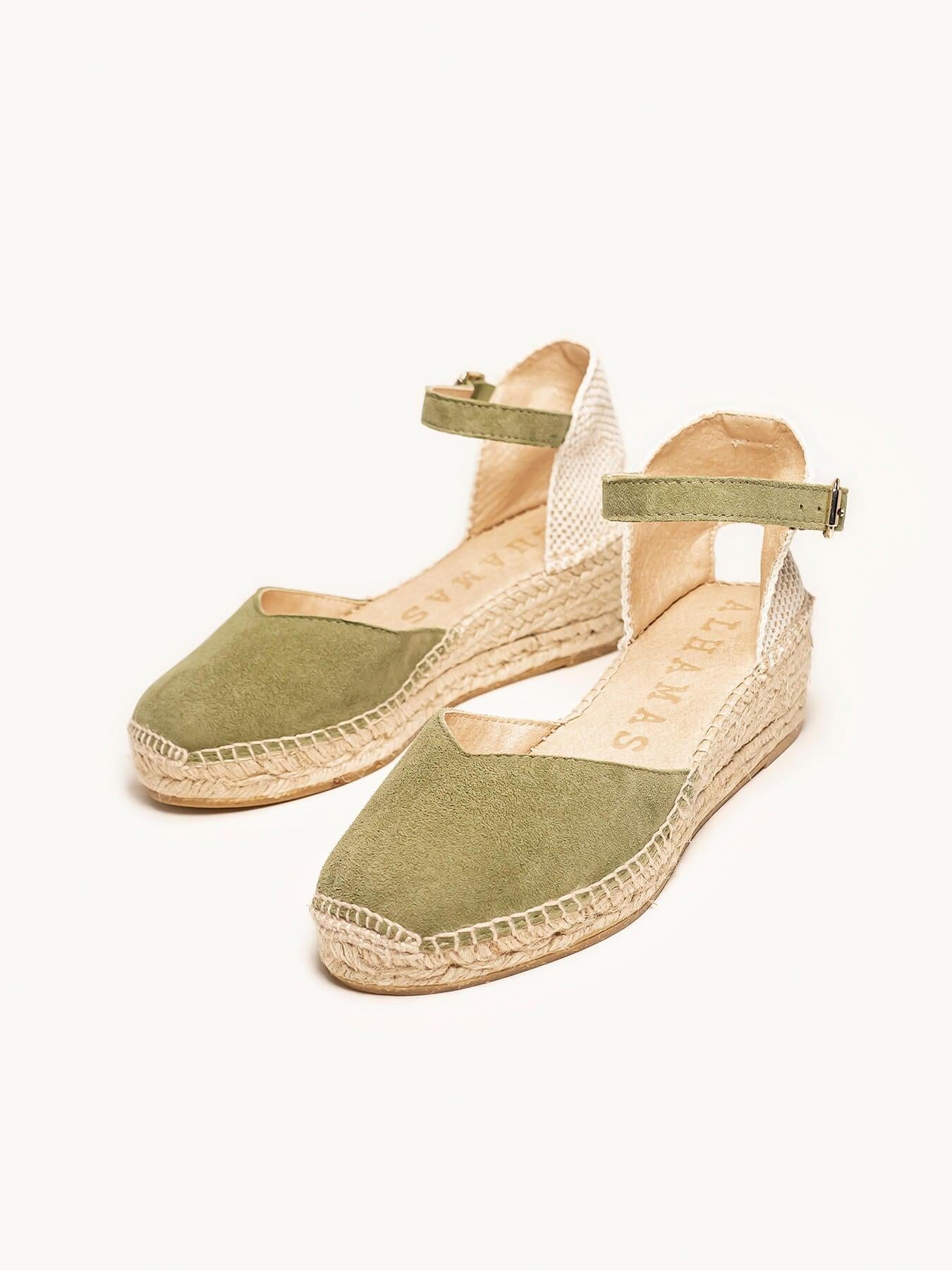 Jara Cuña 5 cm Ante Verde Kaki