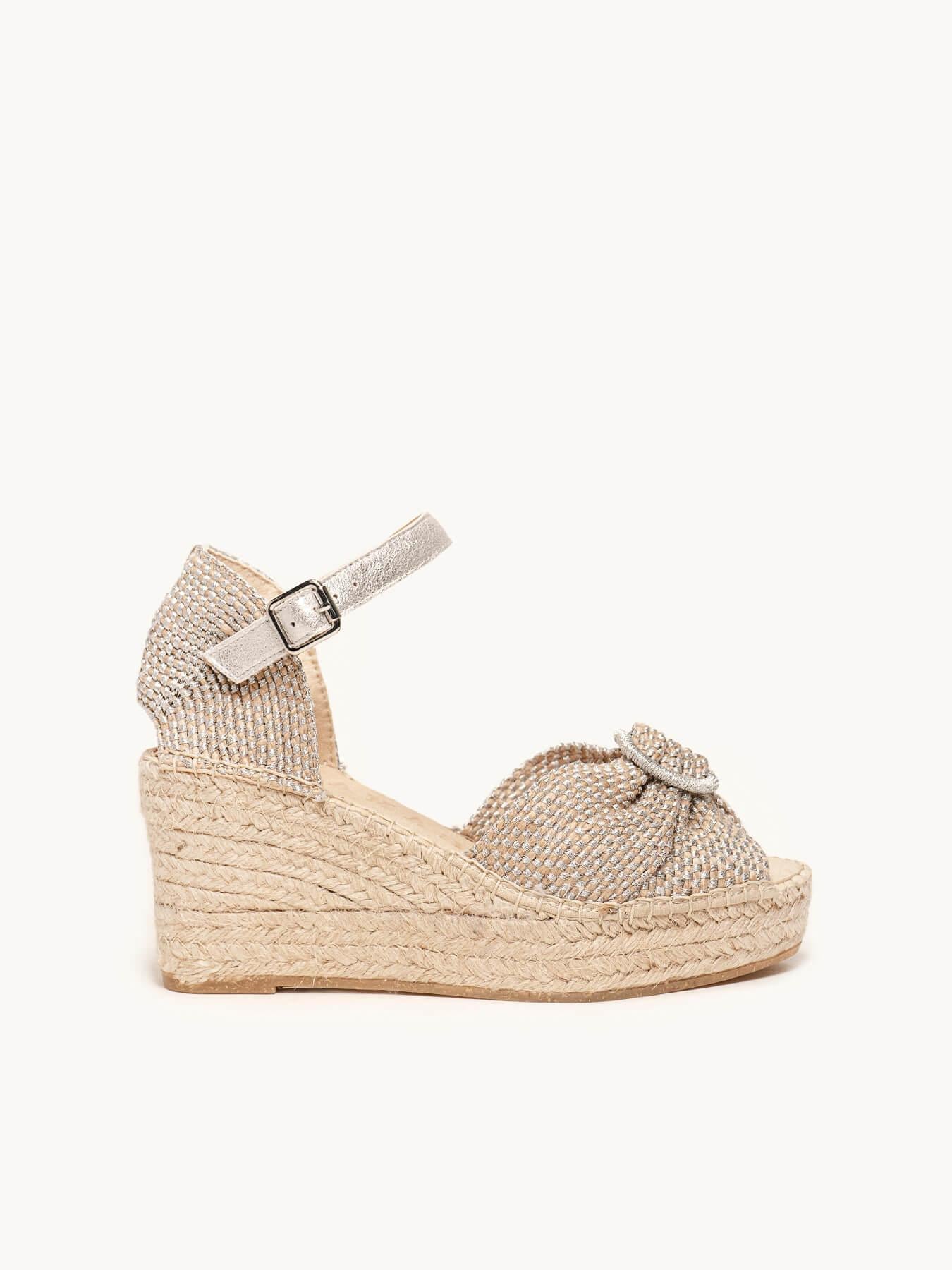 Amapola Cuña Media Plataforma Taloncillo Plata