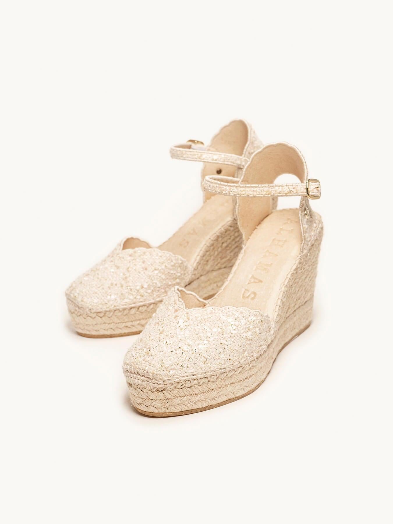 Jara Cuña 10 cm Tweed Blanco