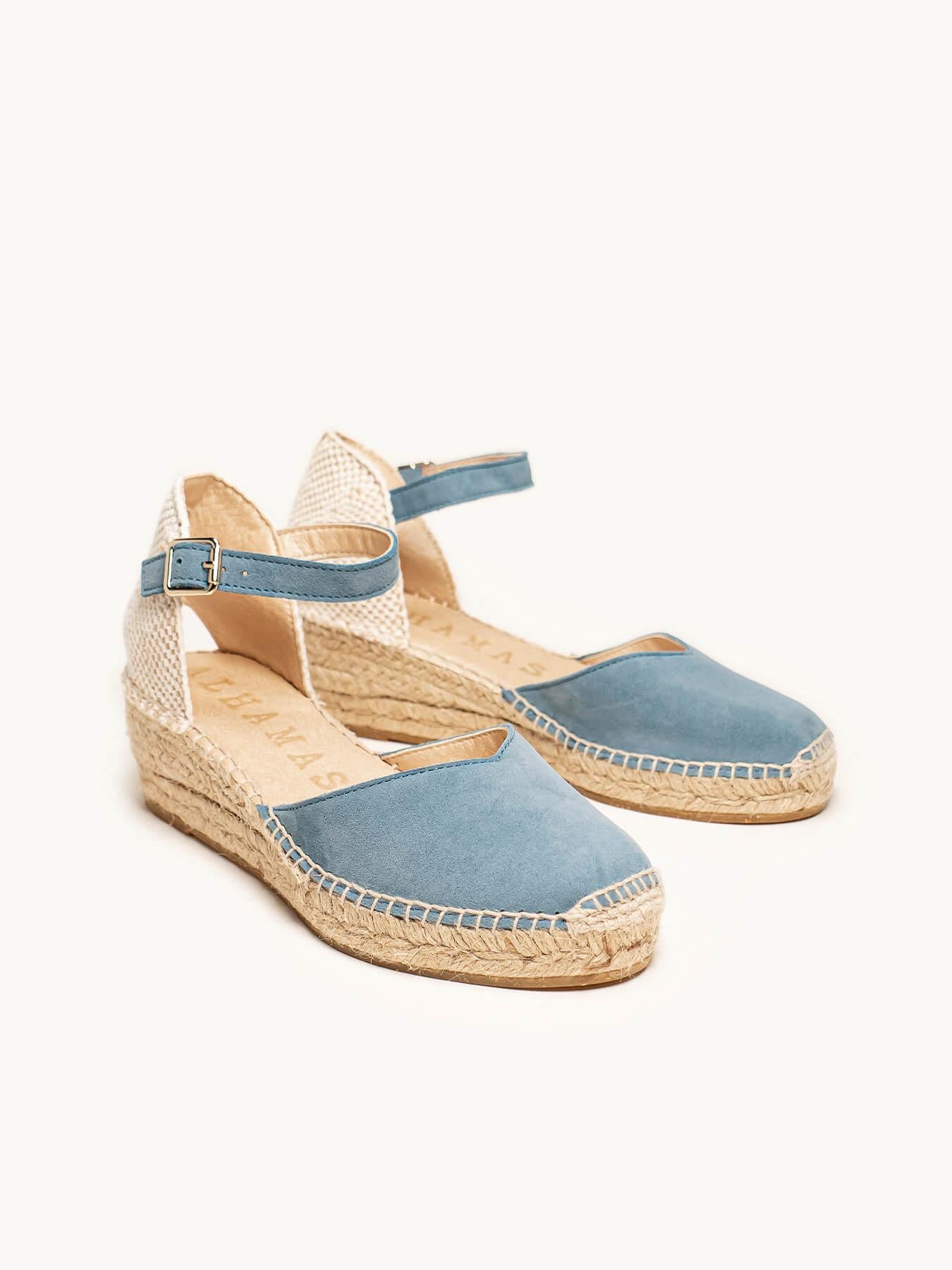 Jara Cuña 5 cm Ante Azul Jeans