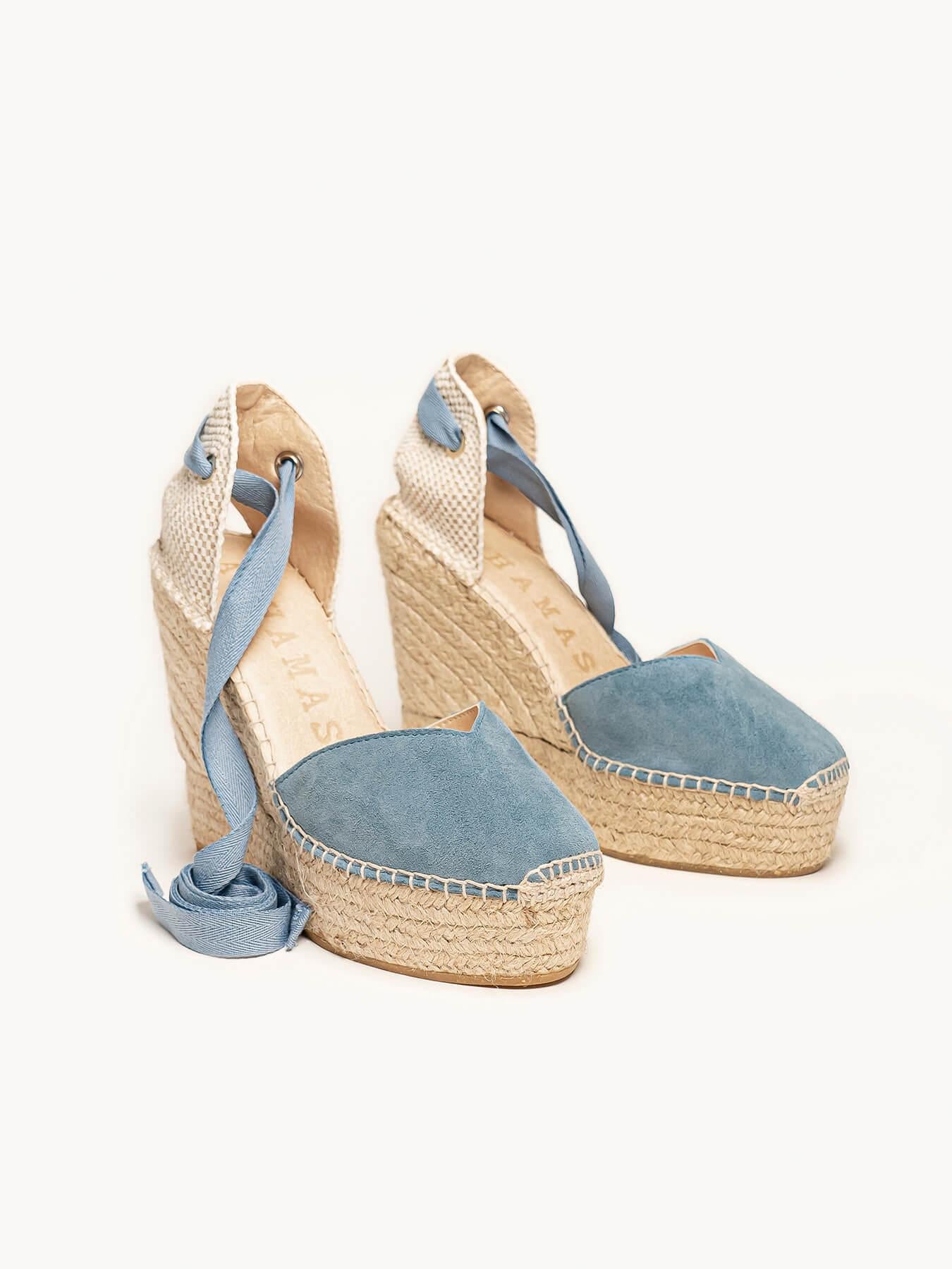 Romero Cuña 12 cm Ante Azul Jeans