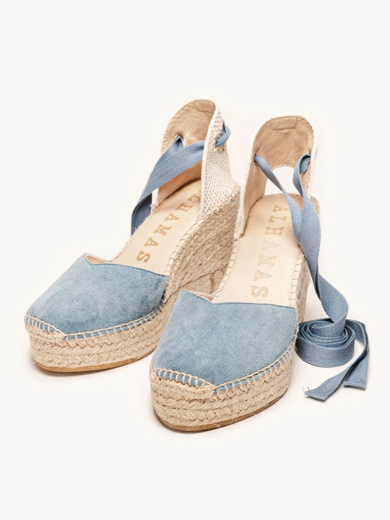 Romero Cuña 10 cm Ante Azul Jeans