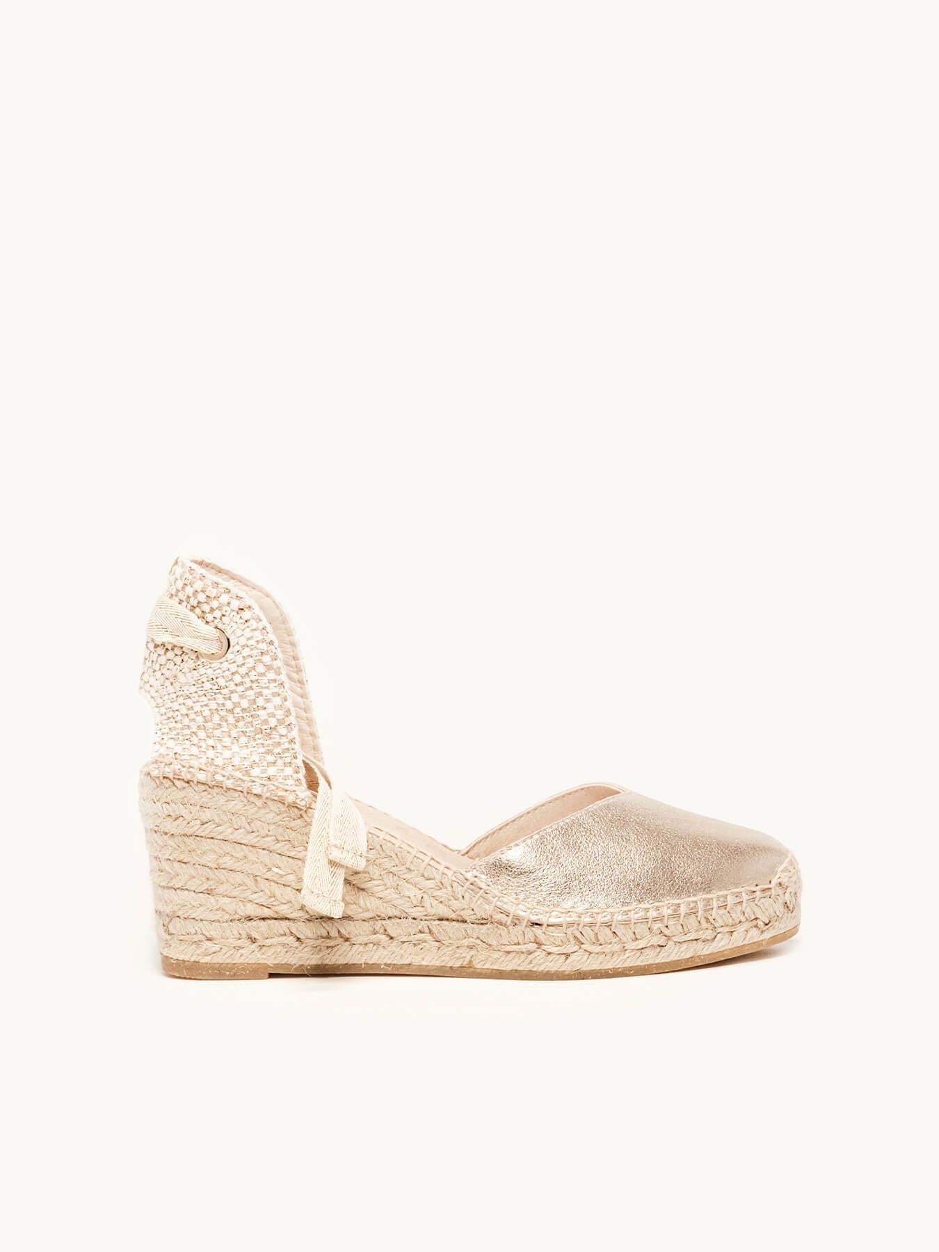 Romero Cuña media en ante metalizado color oro