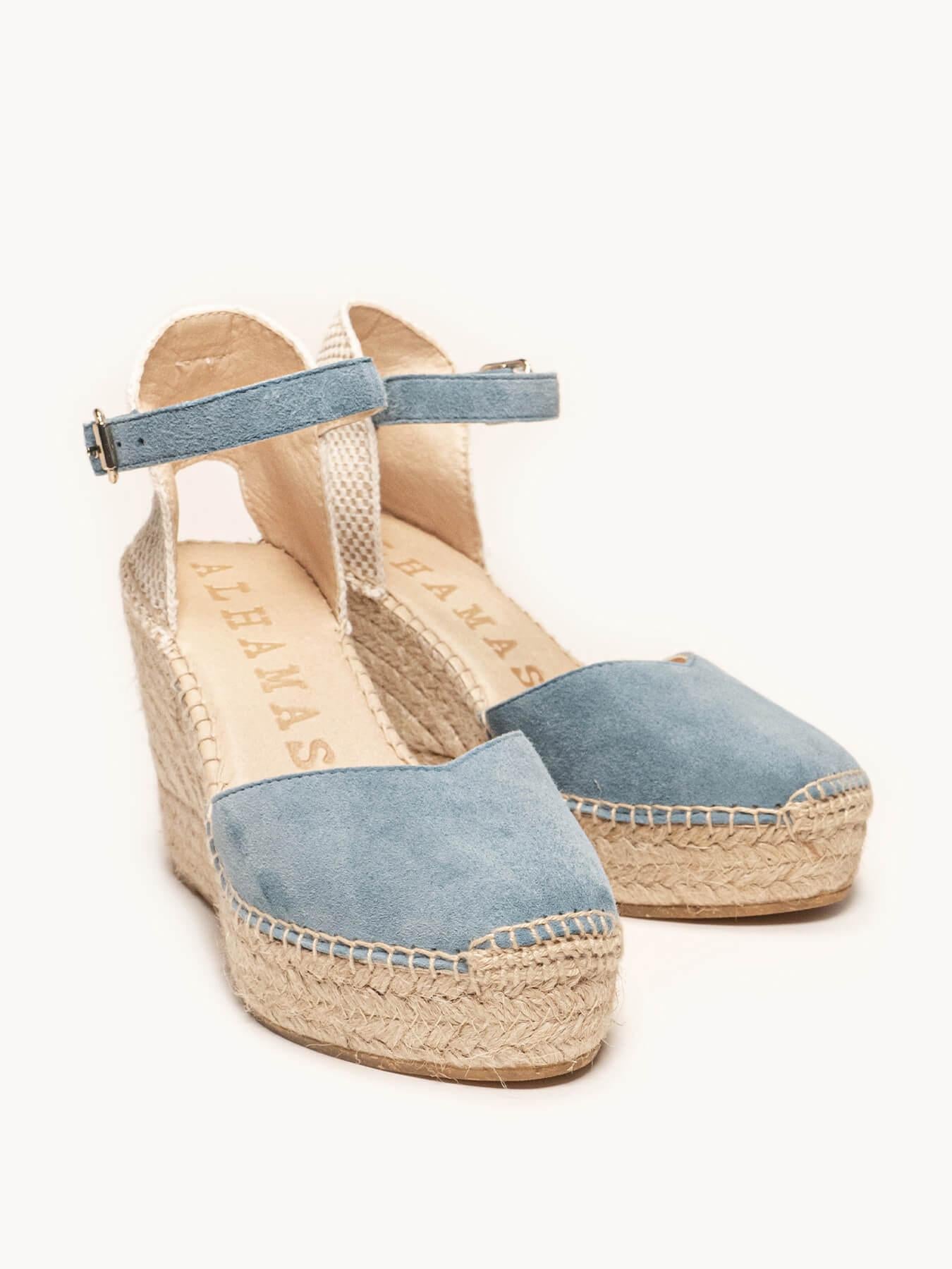 Jara Cuña 10 cm Ante Azul Jeans