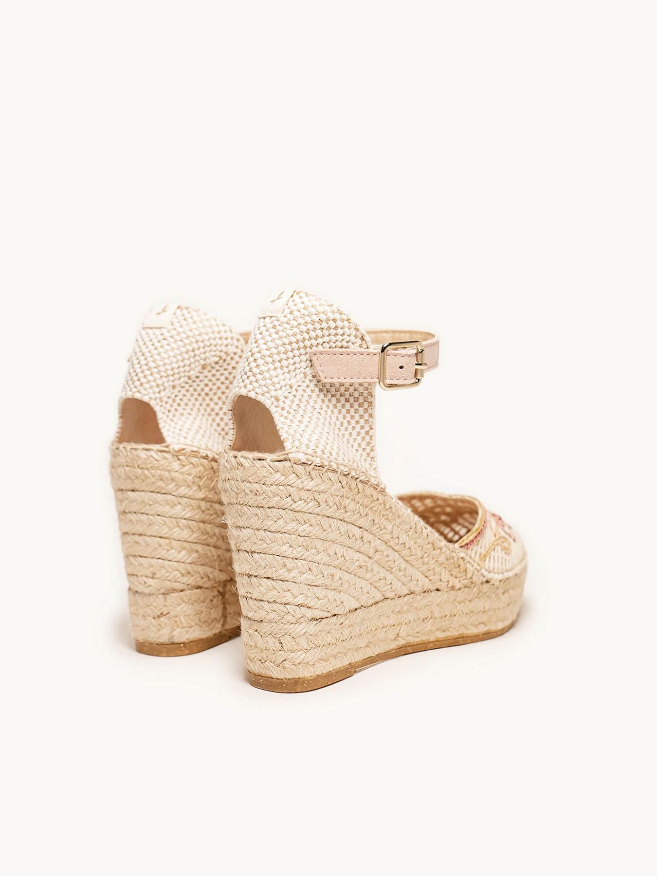 Jara Cuña 10 cm Bordado Rosa Claro