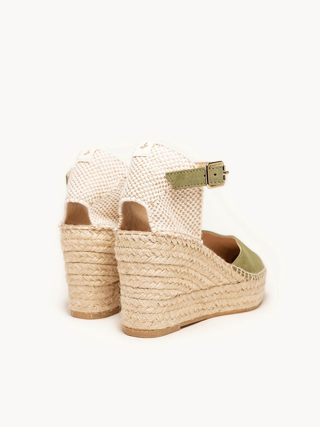 Jara Cuña 8 cm Ante Verde Kaki