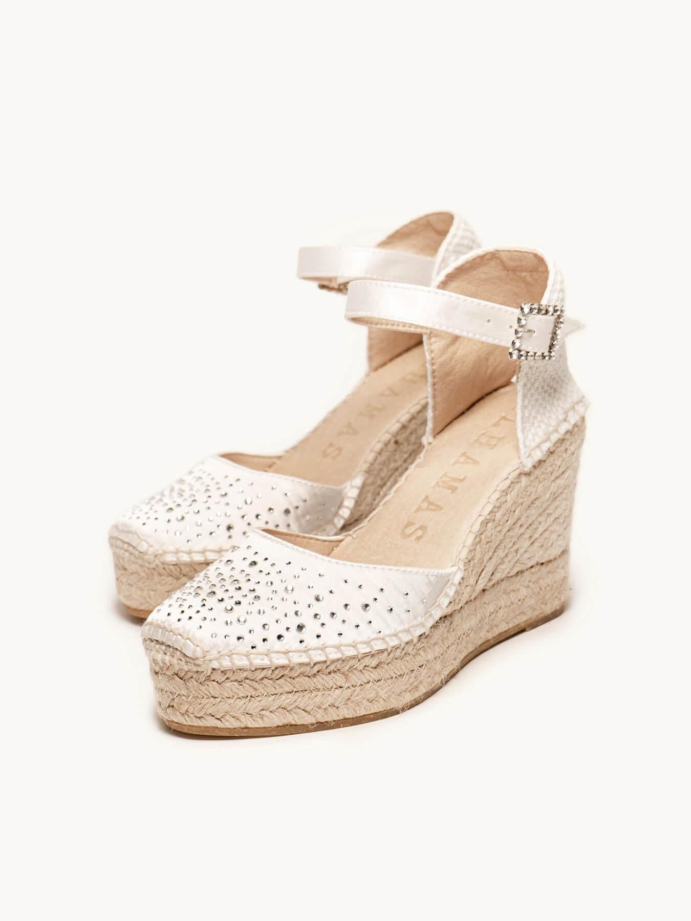 Dalia Cuña 10 cm Raso Blanco