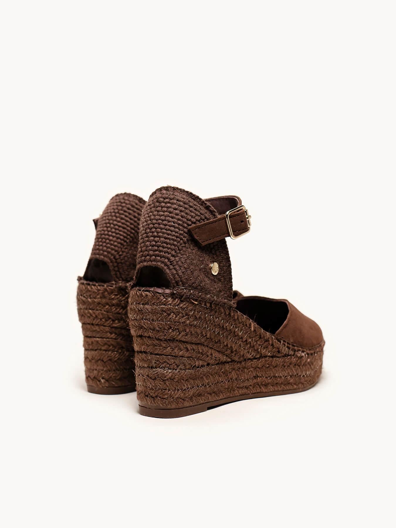 Jara Cuña 8 cm Ante Marrón Oscuro