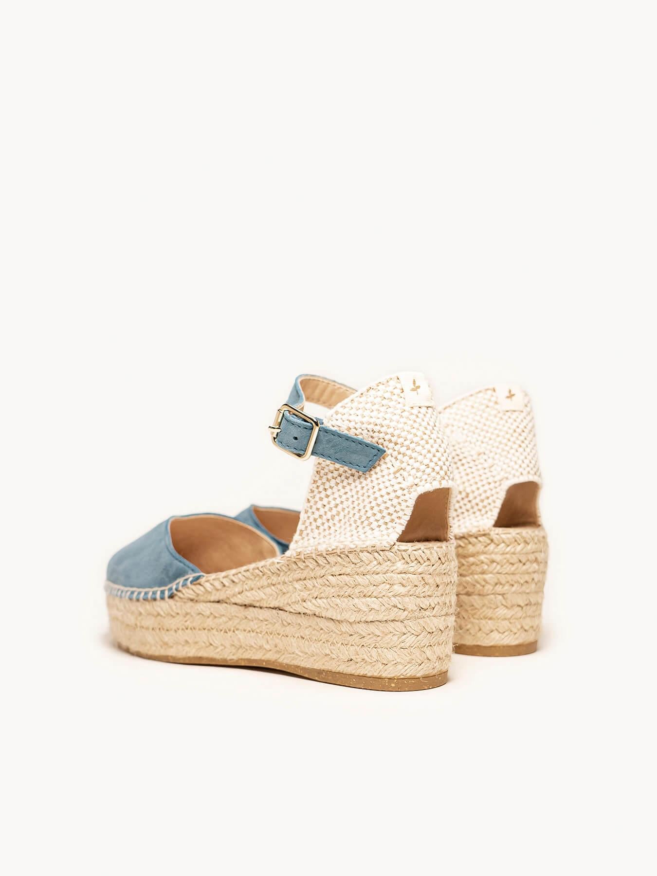 Jara Cuña 6 cm Ante Azul Jeans